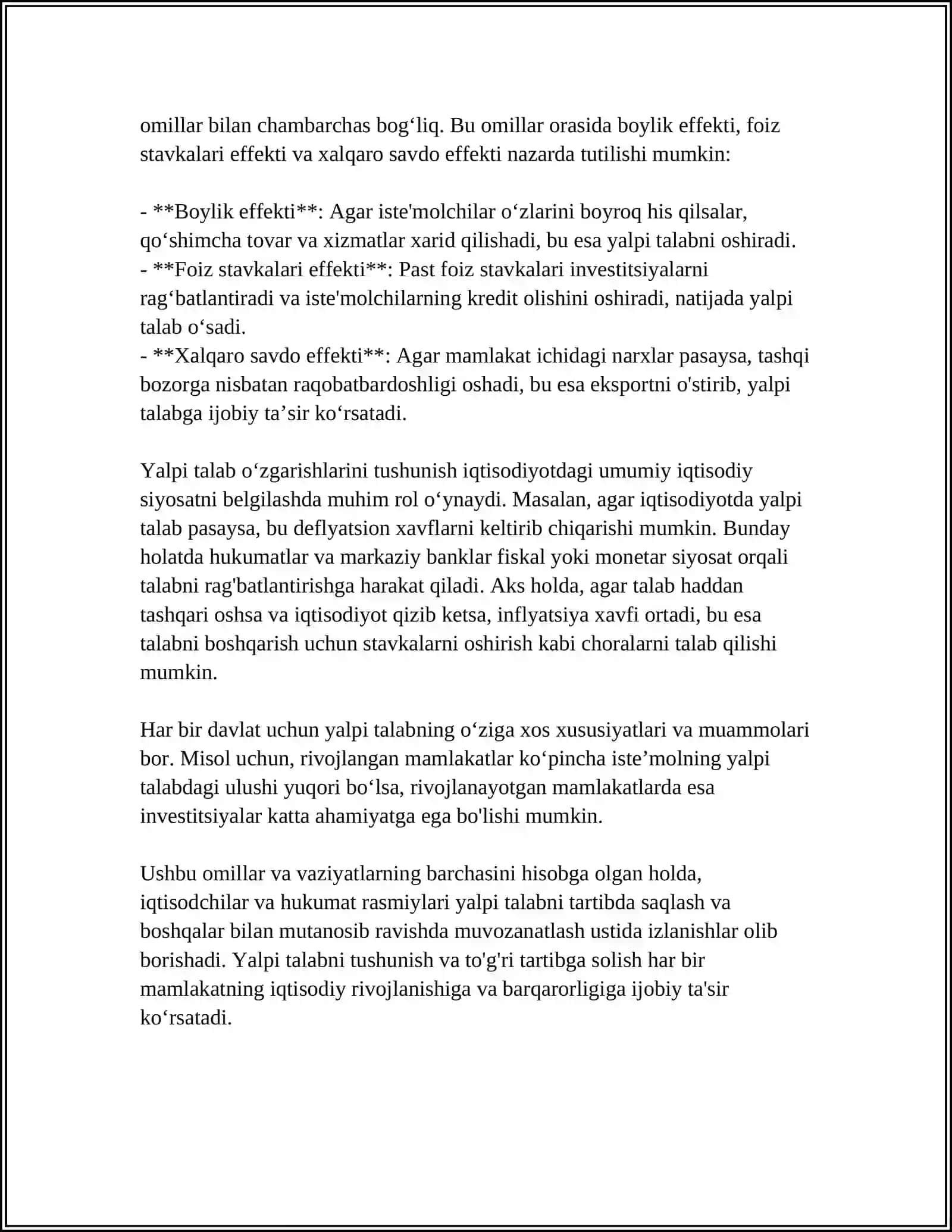 YALPI TALAB VA YALPI TAKLIF NISBATLARI 4