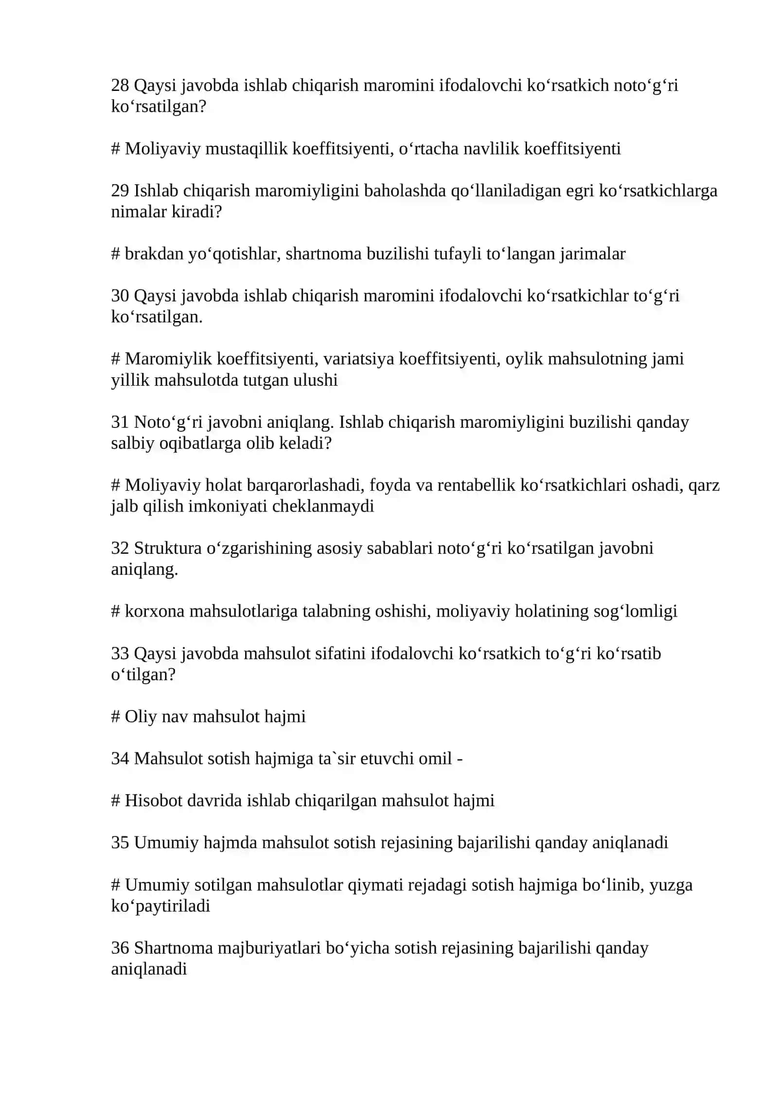 IQTISODIY TAHLIL FANIDAN TEST SAVOLLARI 4