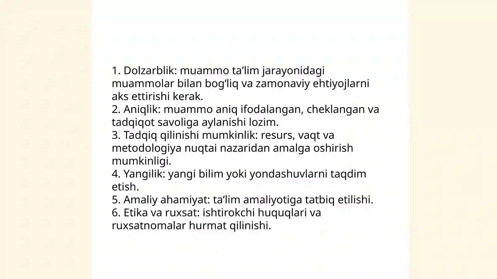 Pedagogik muammoni tanlash va pedagogik tadqiqot mavzularini shakllantirish 4