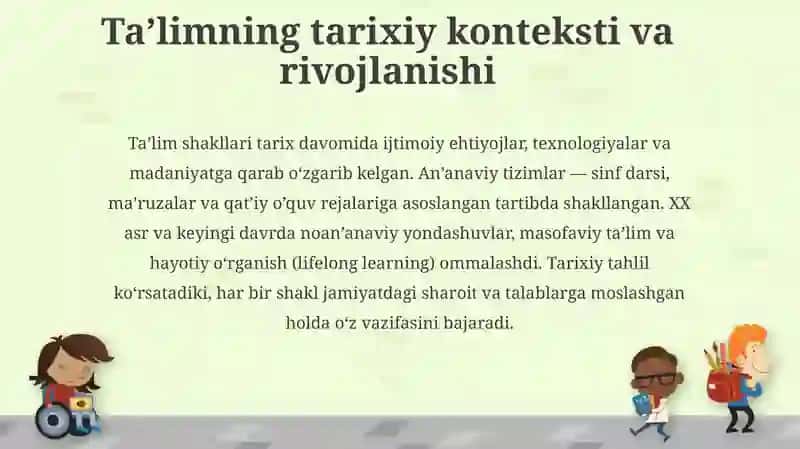 Ta'limning an’anaviy va noan’anaviy shakllari 4