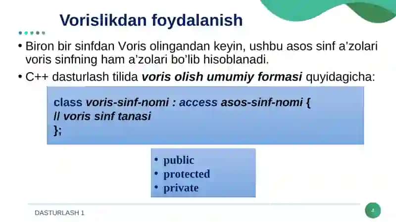 SINF XUSUSIYATI VA VORISLIK 4