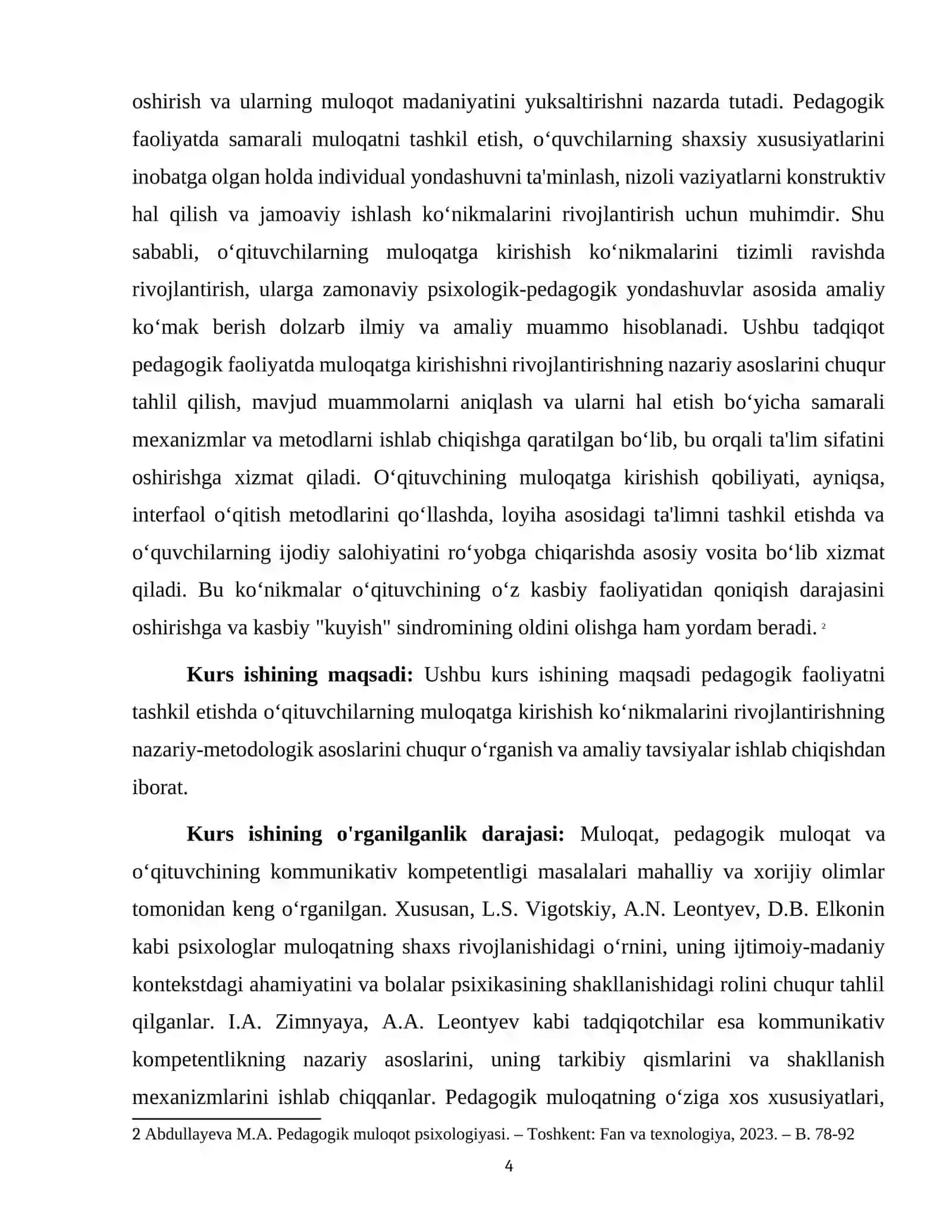"PEDAGOGIK FAOLIYATNI TASHKIL ETISHDA MULOQATGA KIRISHISHNI RIVOJLANTIRISH" 4