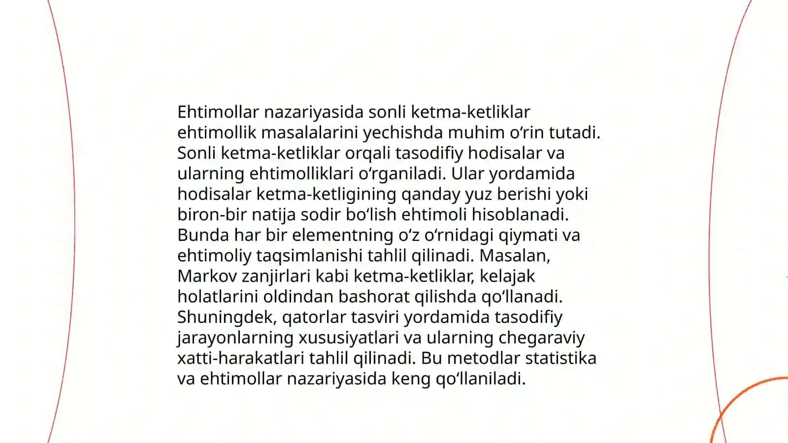 Sonli ketma-ketliklarni kombinatorika, ehtimollar nazariyasidagi tatbiqlar 4
