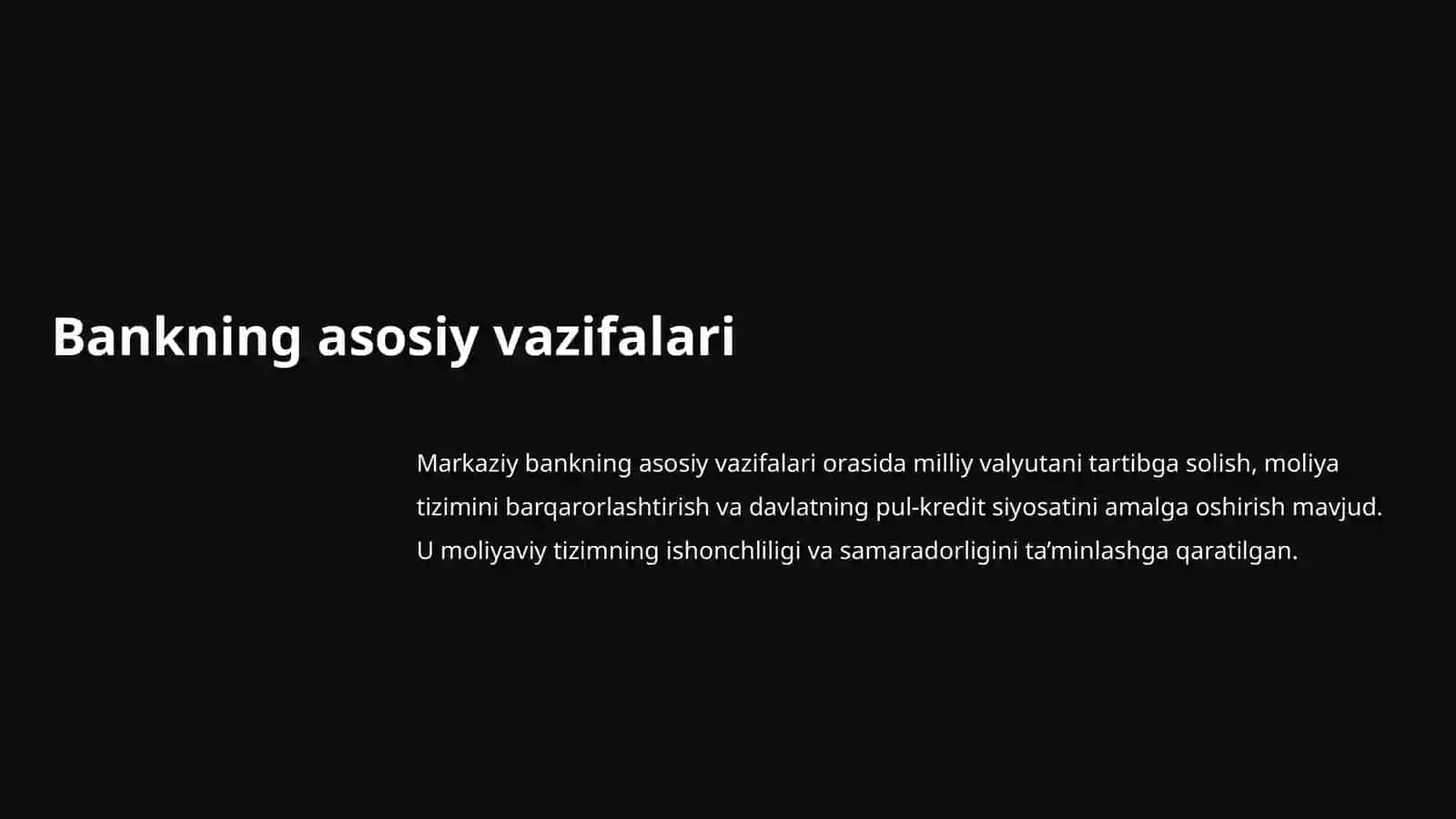 O’zbekiston Markaziy bankining roli va vazifalari 4