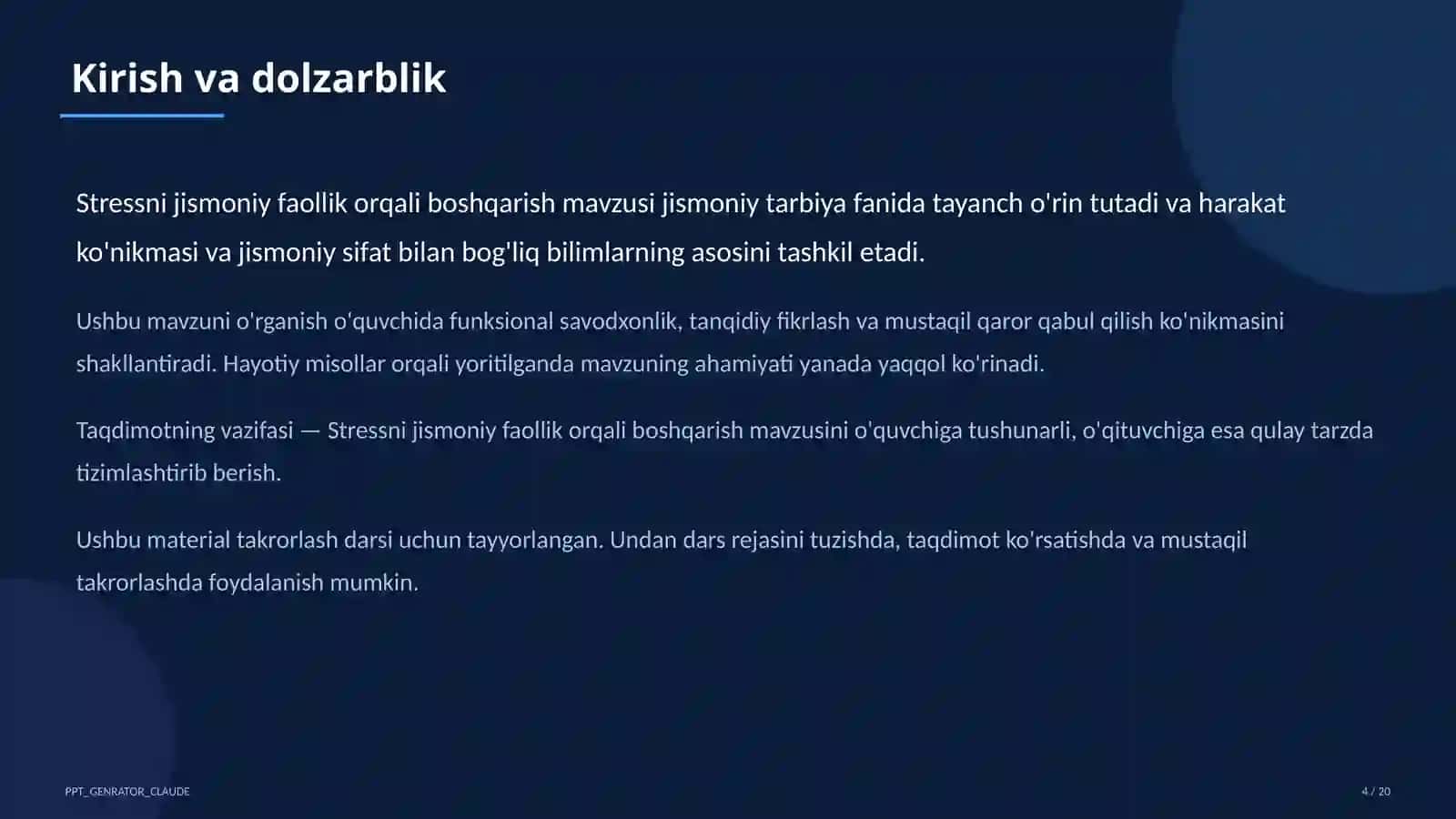 Stressni jismoniy faollik orqali boshqarish (11-sinf) 4