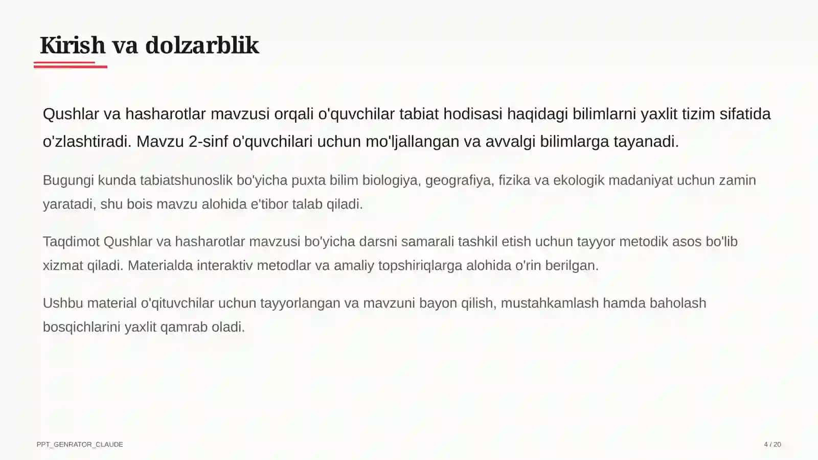 Qushlar va hasharotlar (2-sinf) 4