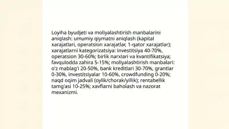 Amaliy loyihalar bo'yicha mustaqil ishlar 4
