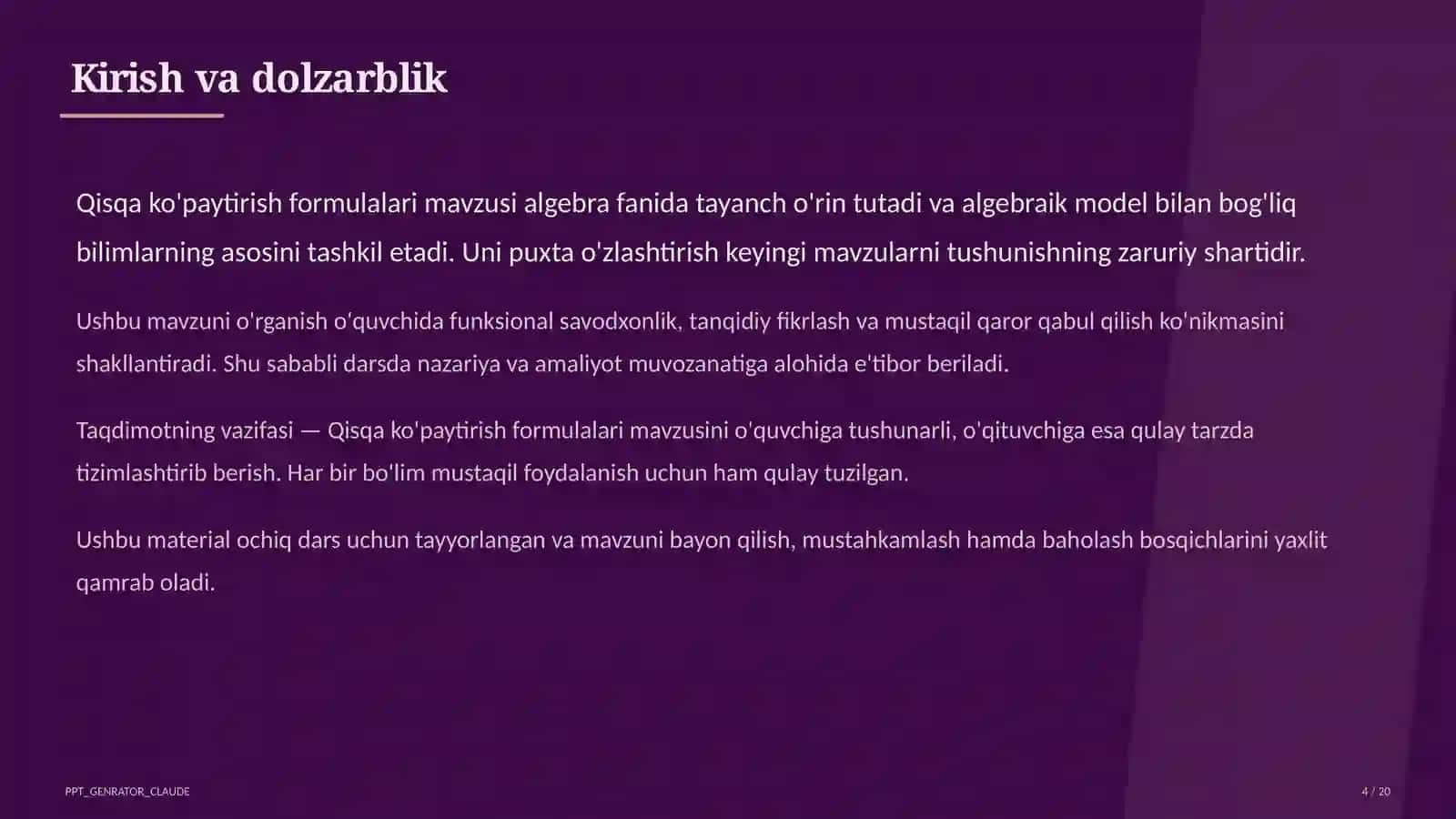 Qisqa ko'paytirish formulalari (7-sinf) 4