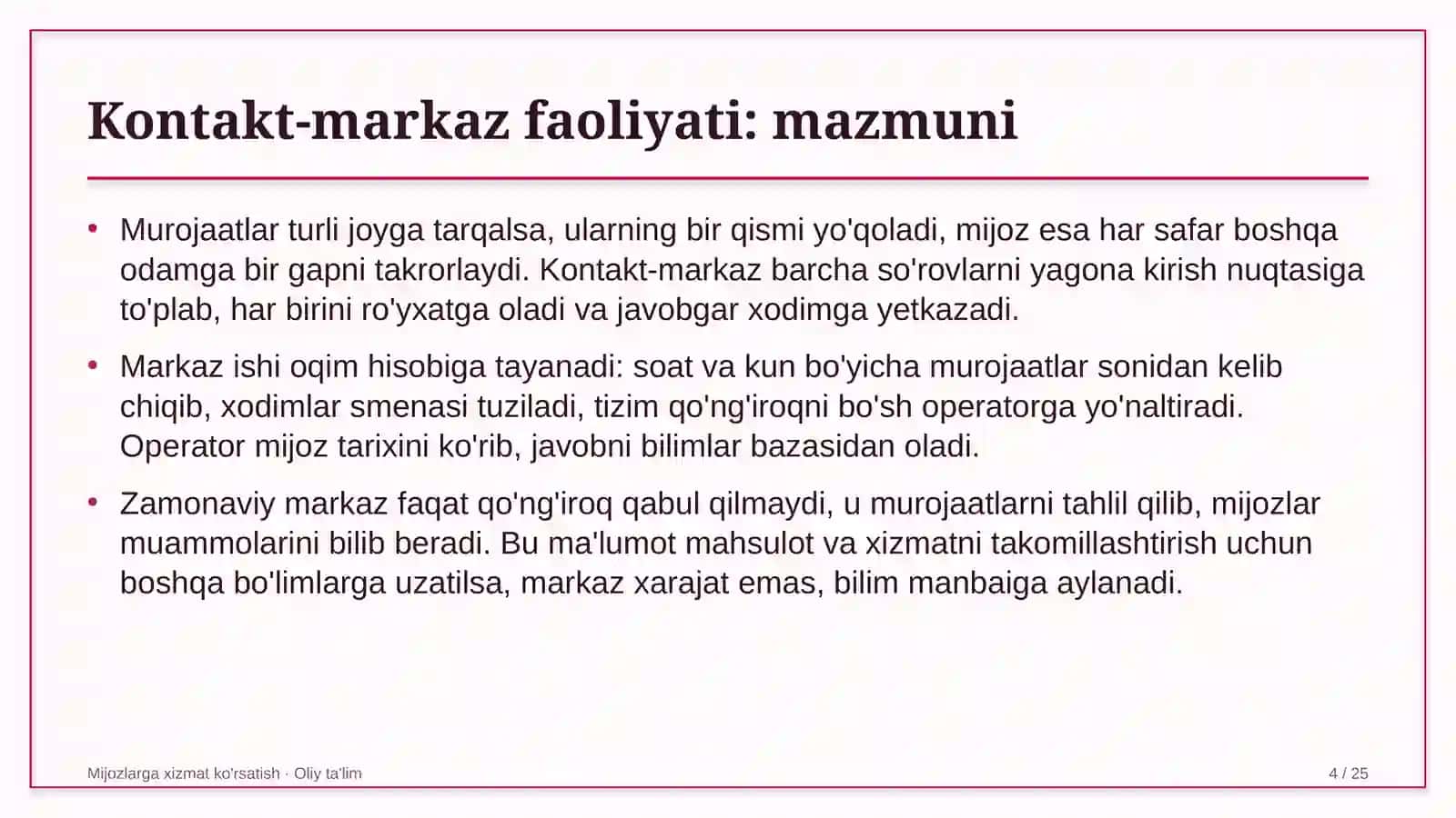 Kitob do'konlarida kontakt-markaz faoliyatini tashkil etish 4