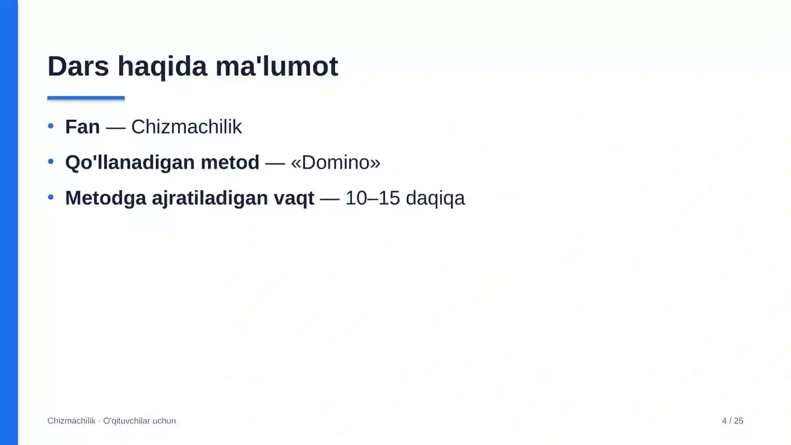 chizmachilik darslarida domino metodidan foydalanish 9052 4