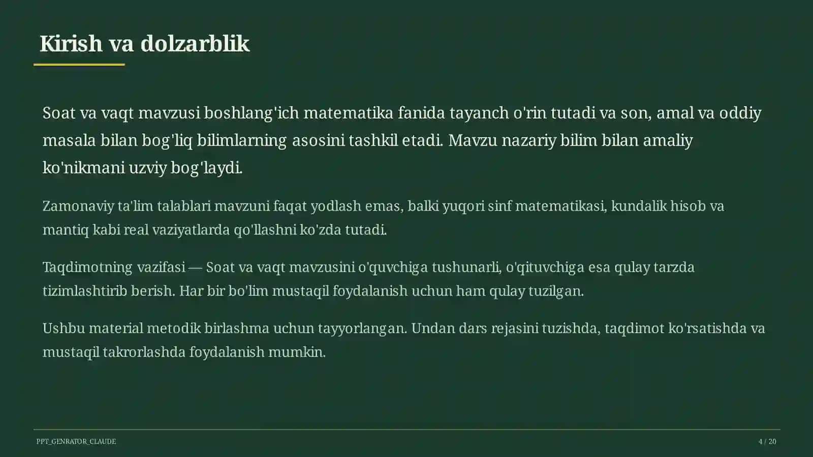 Soat va vaqt (1-sinf) 4