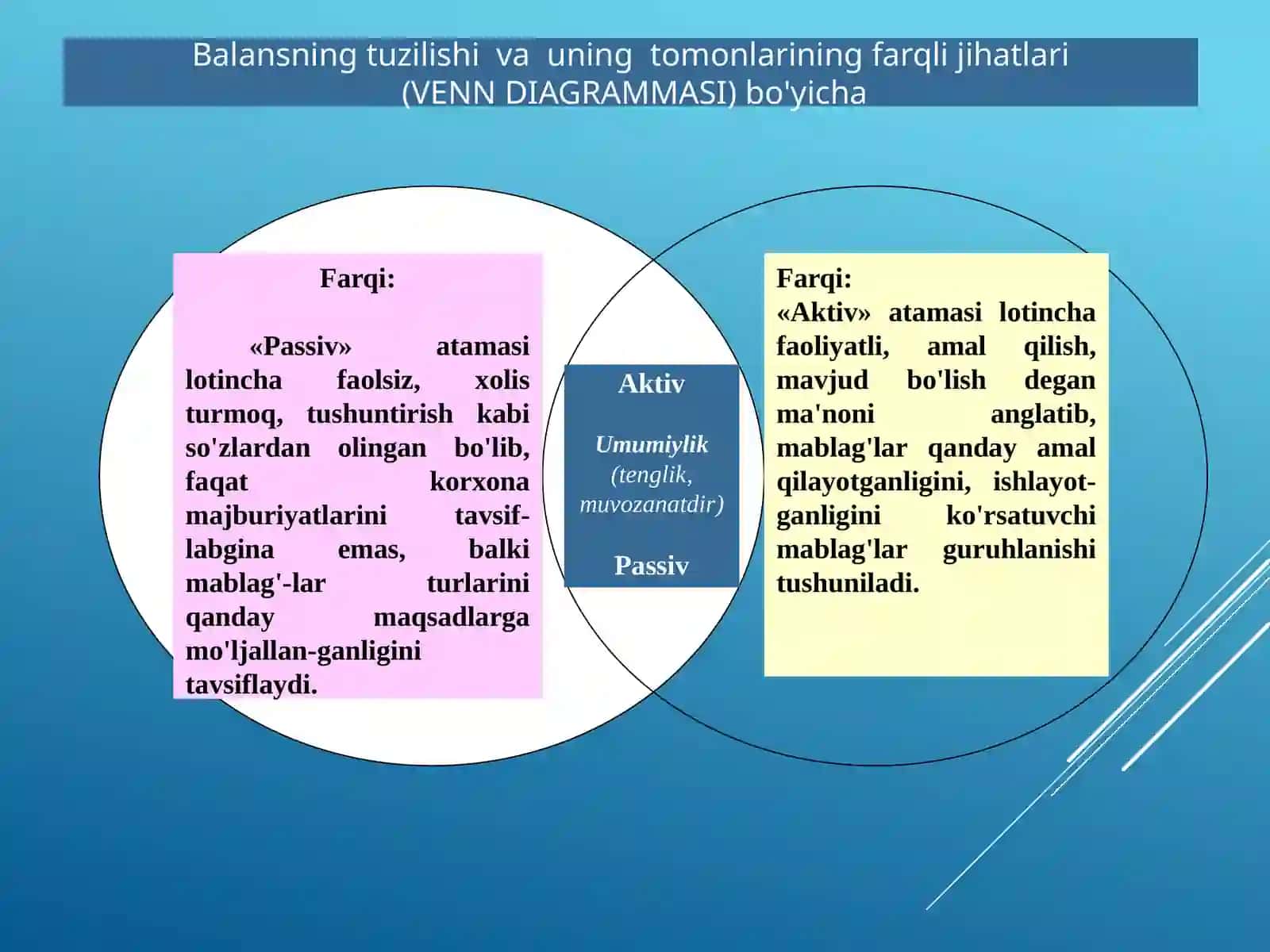 Buxgalteriya balansi, schetlar rejasi va ikkiyoqlama yozuv 4