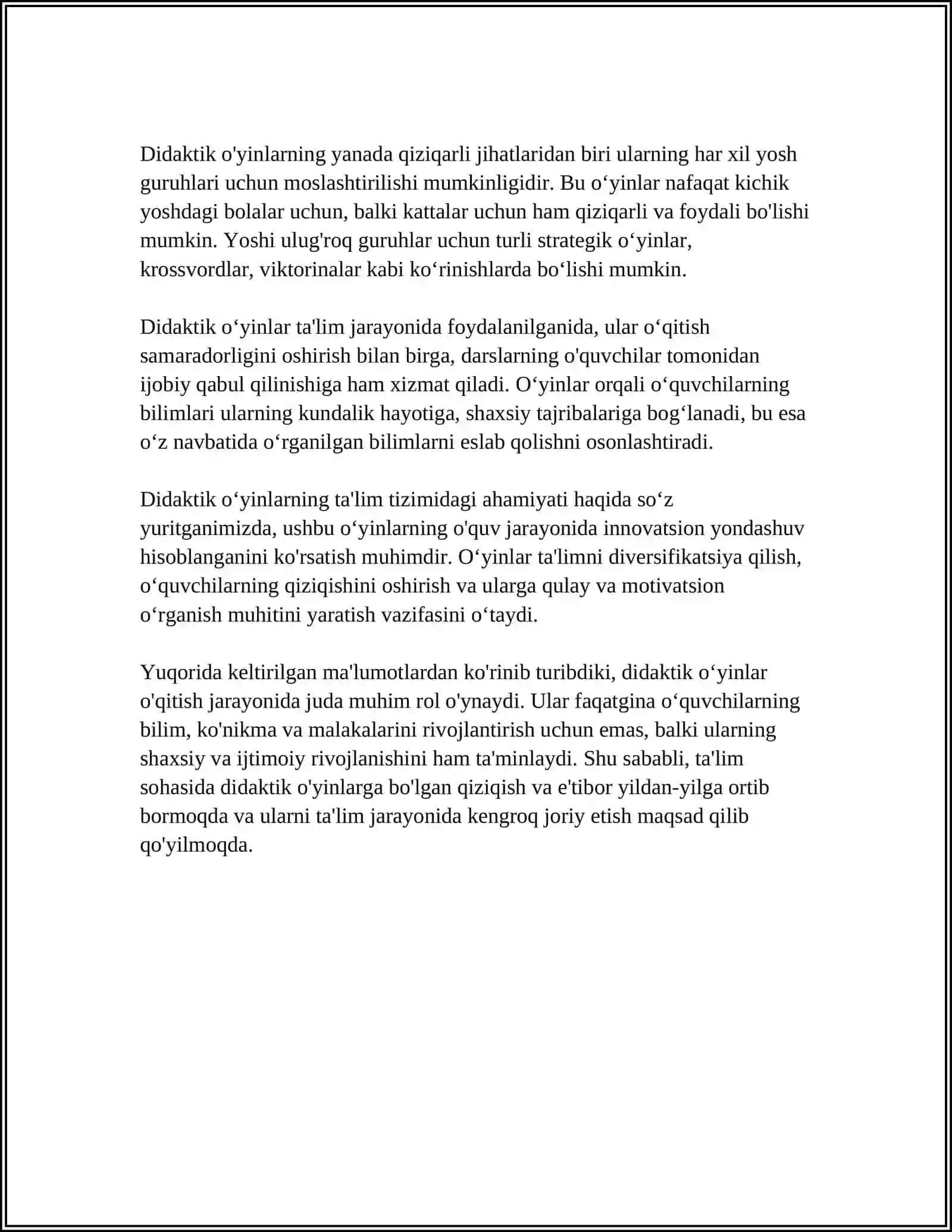 1-SINF MATEMATIKA DARSLARIDA DIDAKTIK ÒYINLARDAN FOYDALANISH ORQALI DARS SAMARADORLIGINI OSHIRISH YÒLLARI 4