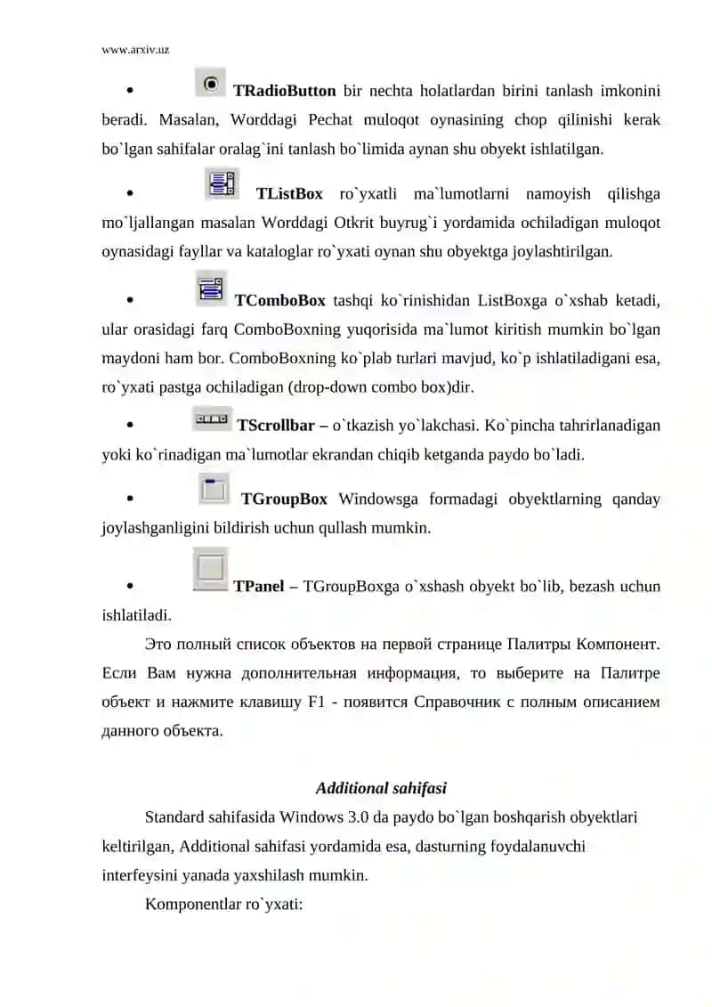 Standart Komponentlar to`plami 4