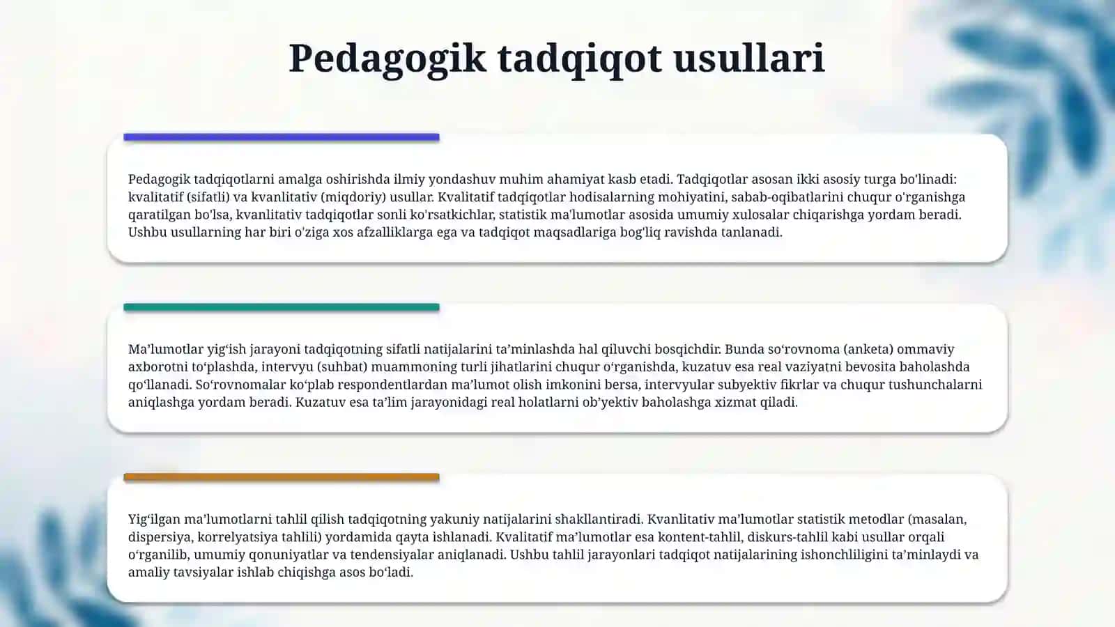Umumtaʼlim maktablarida Tarbiya fanini oʻqitishda ilmiy tadqiqot usullaridan foydalanish 4
