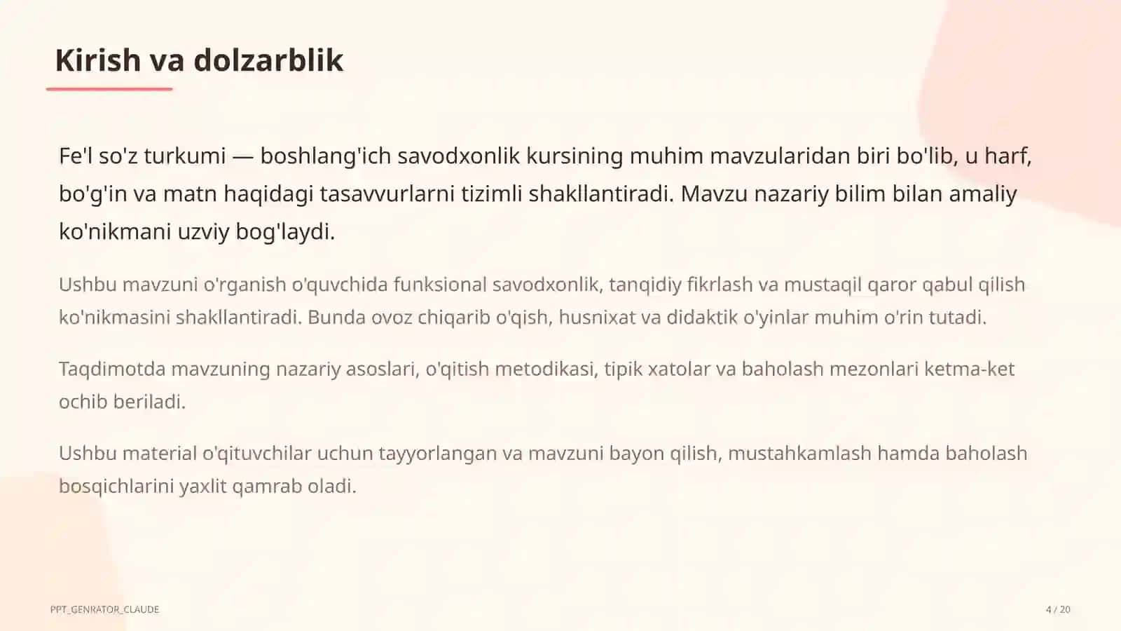 Fe'l so'z turkumi (3-sinf) 4