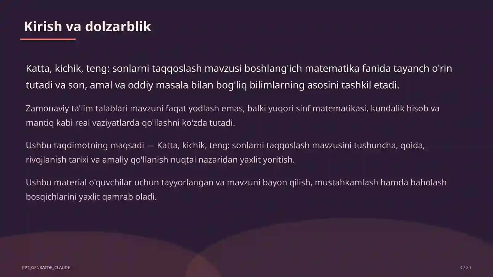 Katta, kichik, teng: sonlarni taqqoslash (1-sinf) 4