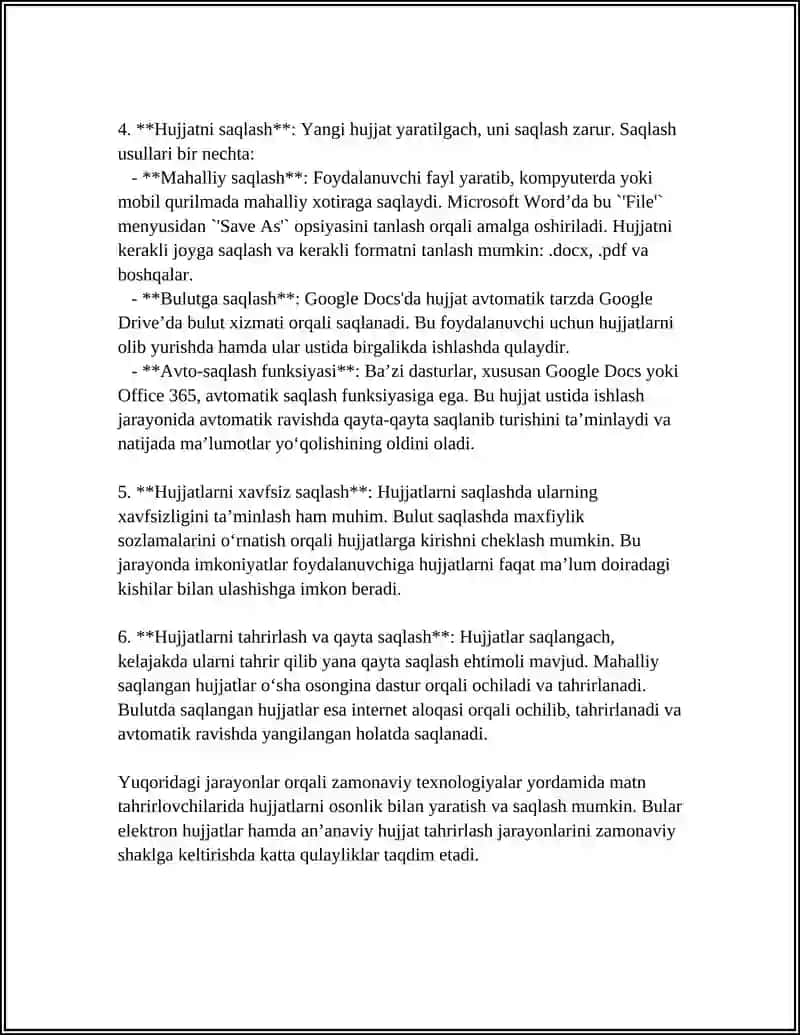 MATN MUXARRIRLARIDA HUJJATLAR YARATISH 4