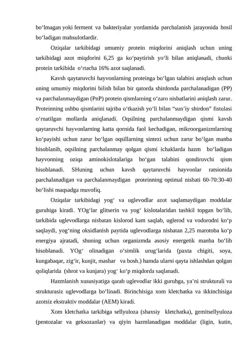 Oziqalarning to‘yimliligini kimyoviy tarkibi asosida baholash 4