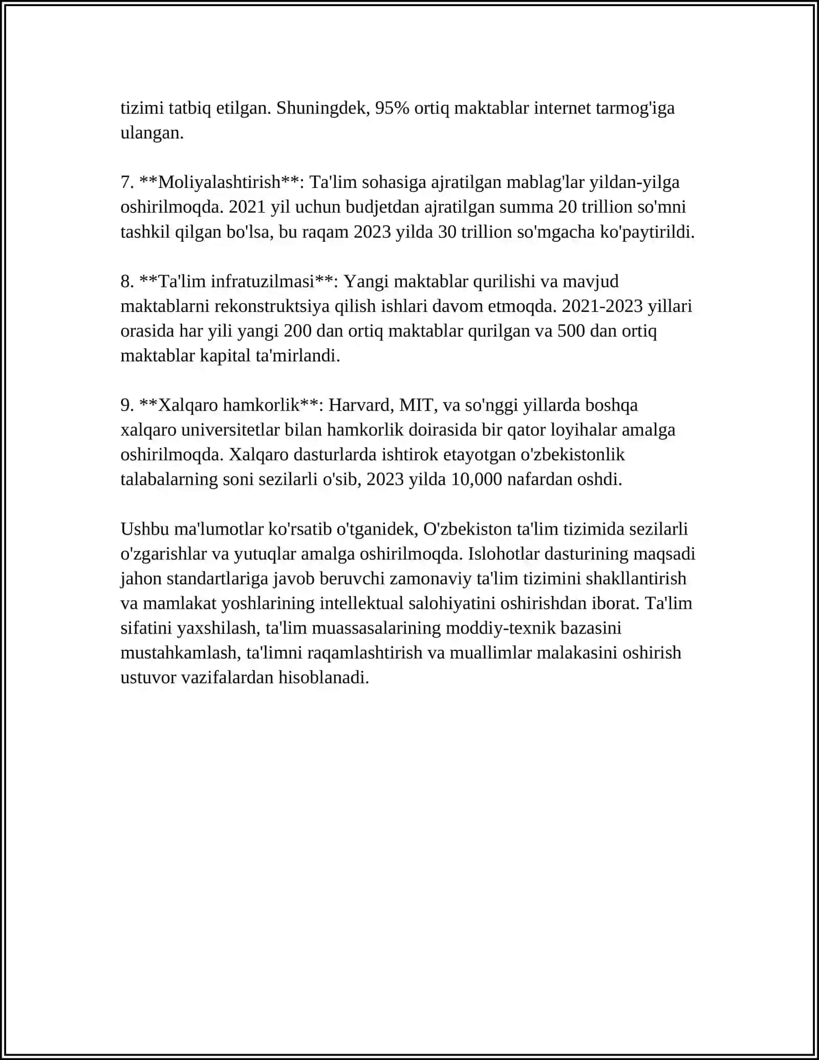 YANGI ÔZBEKISTONDA AMALGA OSHIRILAYOTGAN ISLOHOTLAR 4