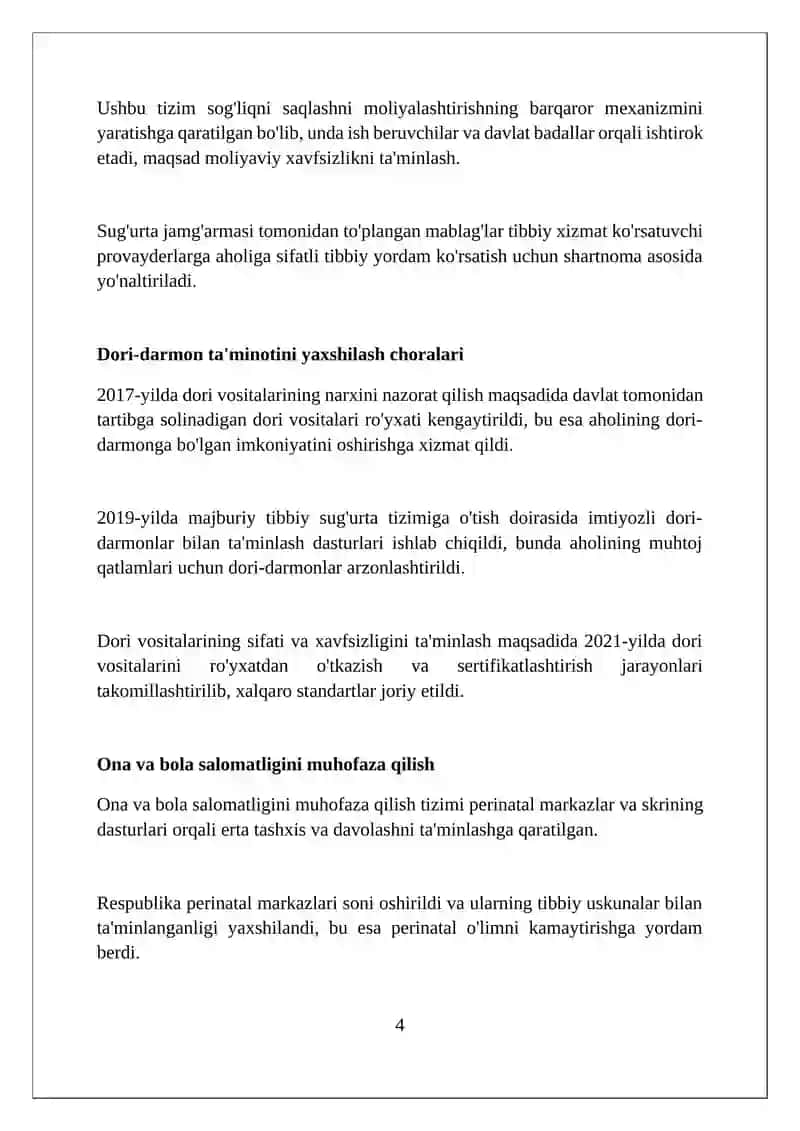 Mustaqillik yillarida sog'liqni saqlash tizimi islohotlari 4