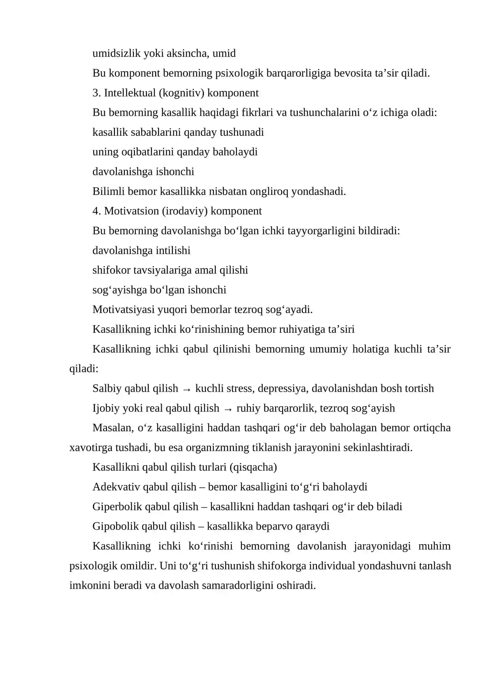 BEMOR PSIXOLOGIYASI KASALLIKNING ICHKI KO'RINISHI 4
