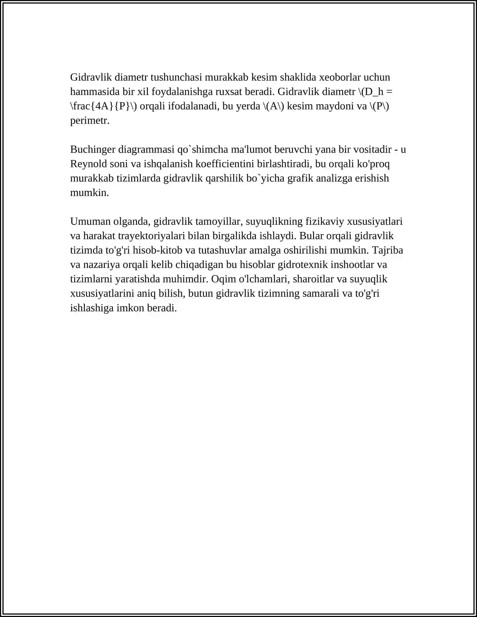 GIDRAVLIK QARSHILIK VA UNI XISOBLASH USULLARI 4