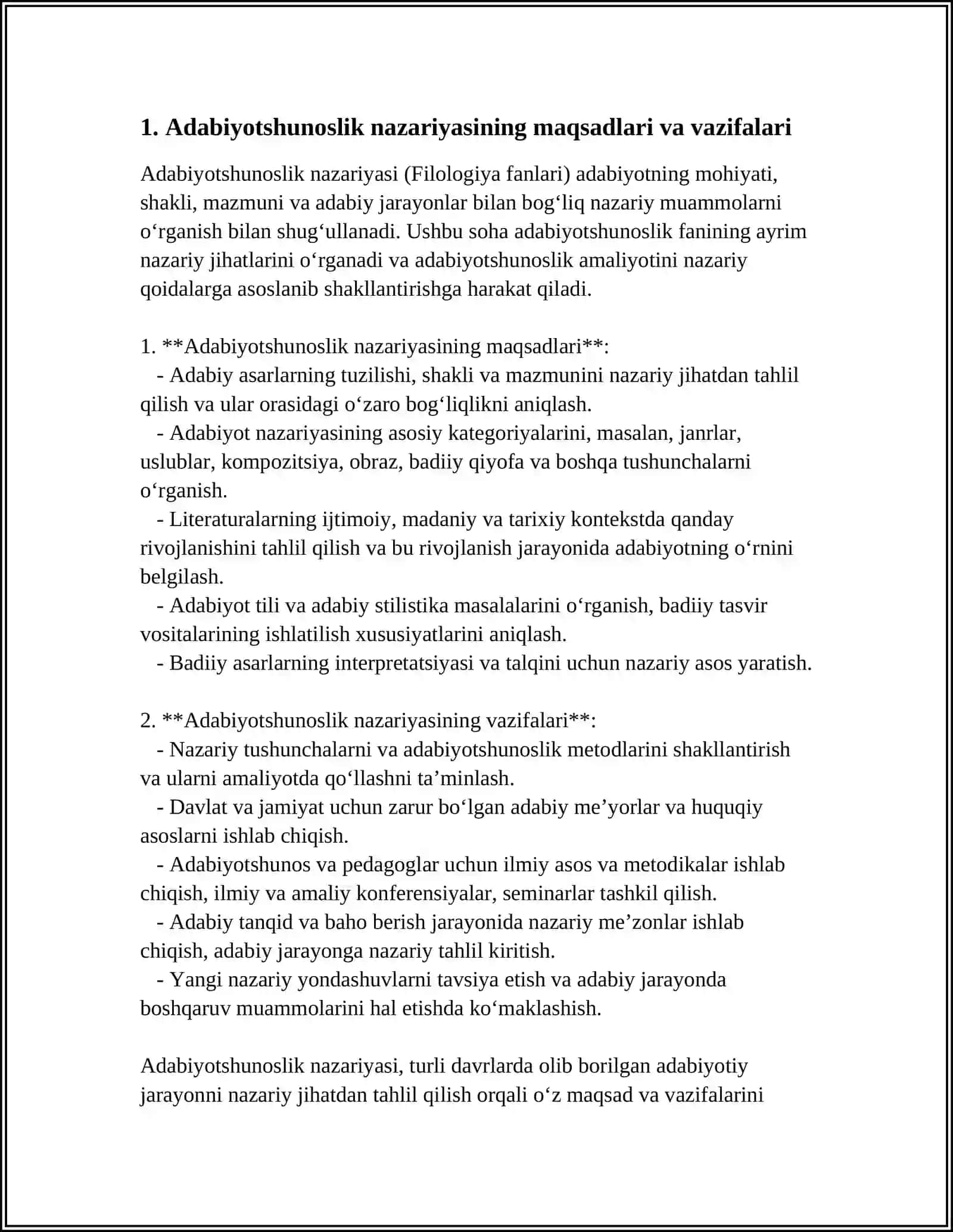 ADABIYOTSHUNOSLIK NAZARIYASI FANINING MAQSAD VA VAZIFALARI 4