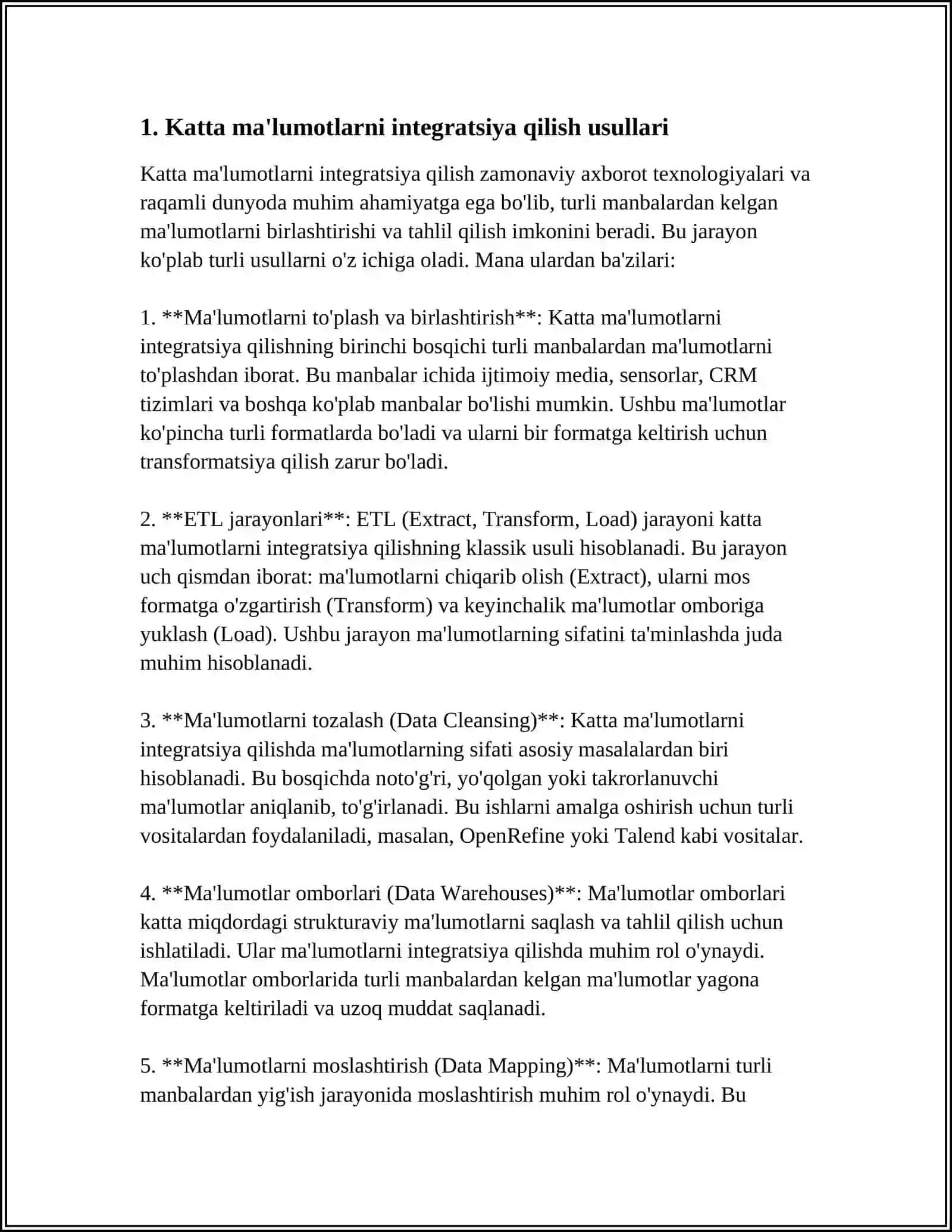 BIG DATA FANIDAN BIRLASHTIRISH VA GURUHLASH MAVZUSI 4