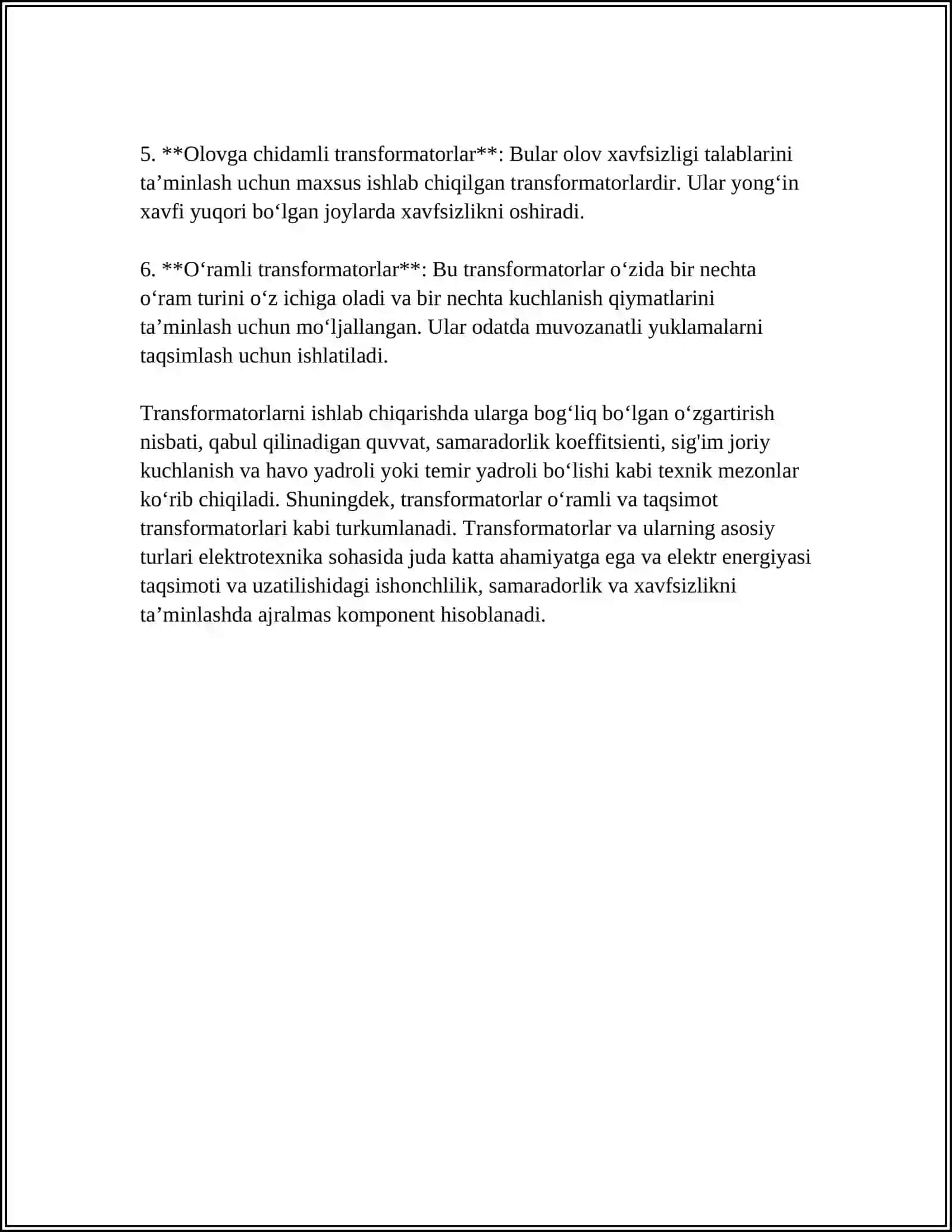 KUCH TRANSFORMATORLARI TANLASH 4