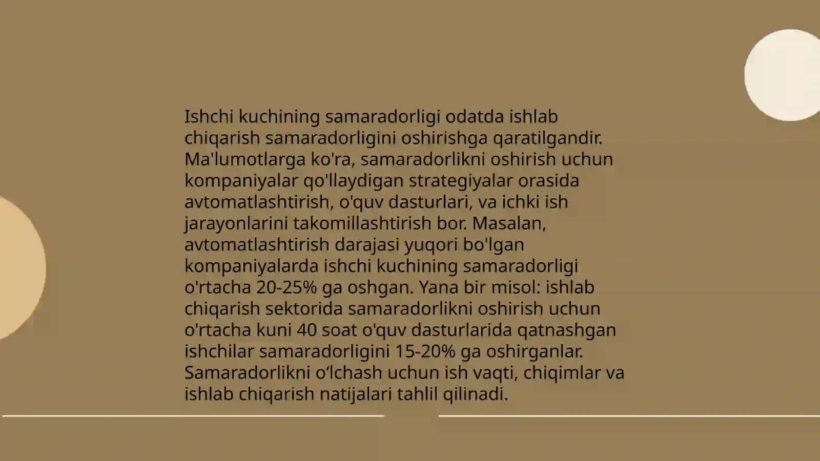 Mehnat unumdorligini oshirish foizini hisoblash 4