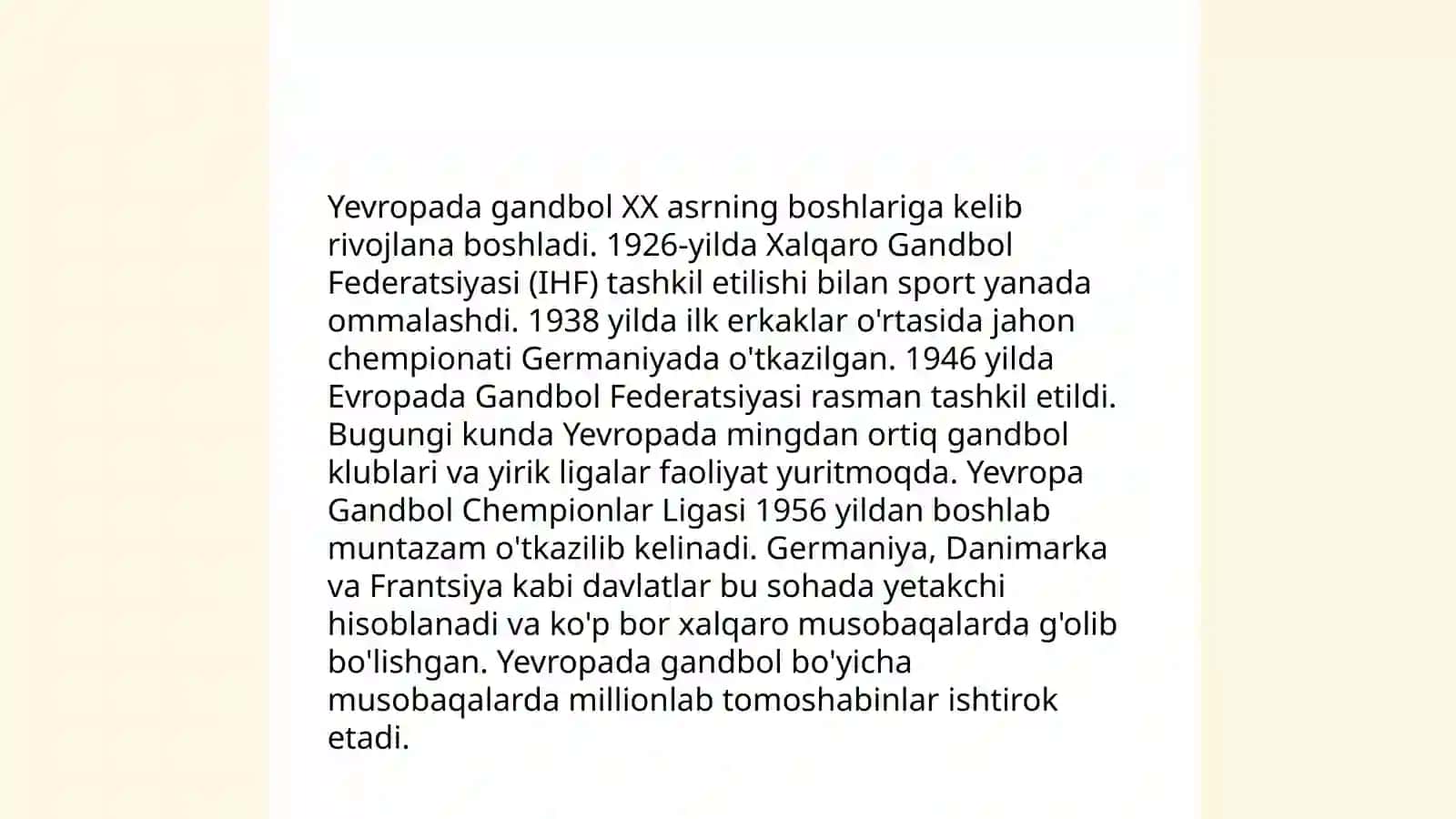 Gandbol oʻyinining kelib chiqishi va rivojlanish tarixi 4