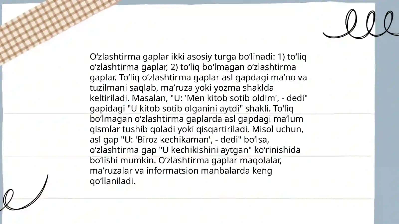 Oʻzlashtirma gap 4