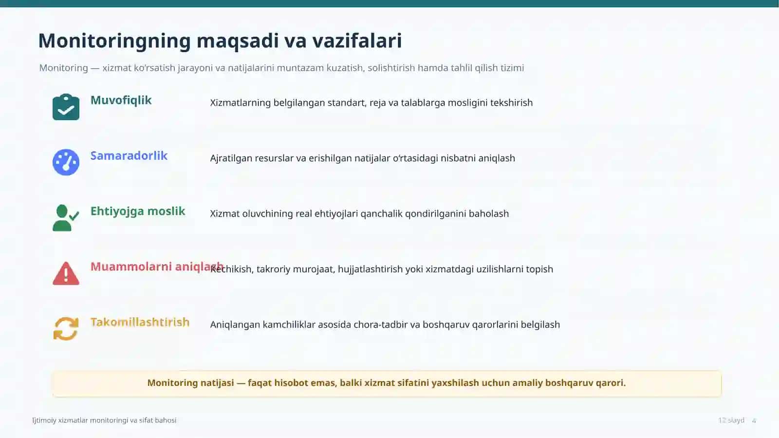 IJTIMOIY XIZMAT VA YORDAMLARINI MONITORING QILISH VA SIFATINI BAHOLASH 4