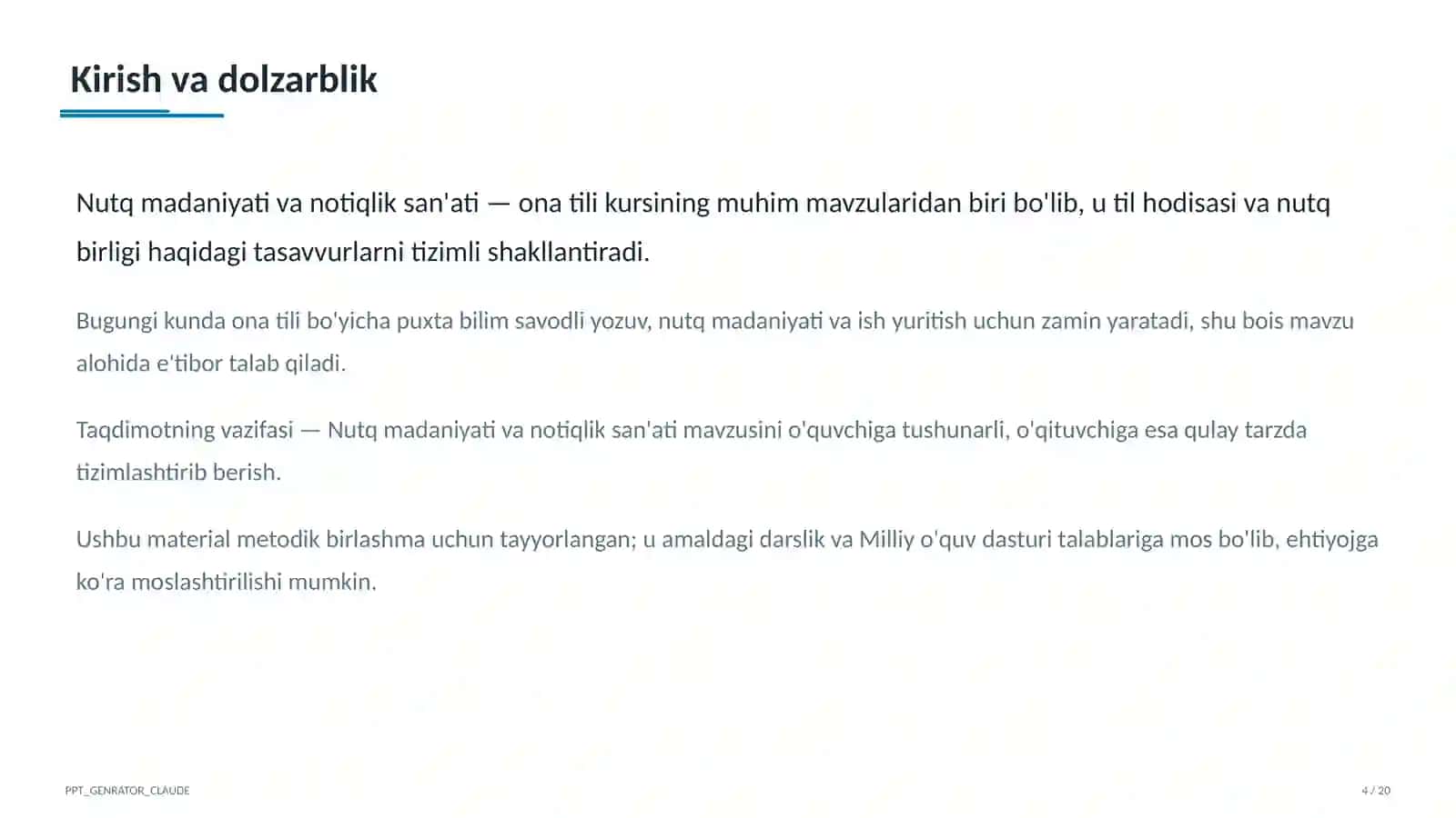 Nutq madaniyati va notiqlik san'ati (10-sinf) 4