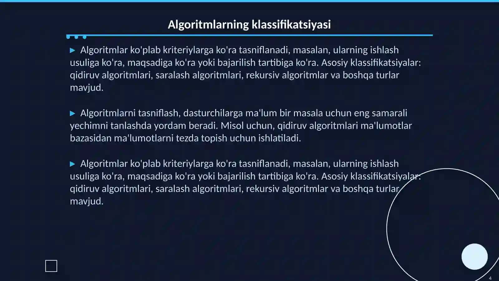 Algoritmlar va ularning turlari 4