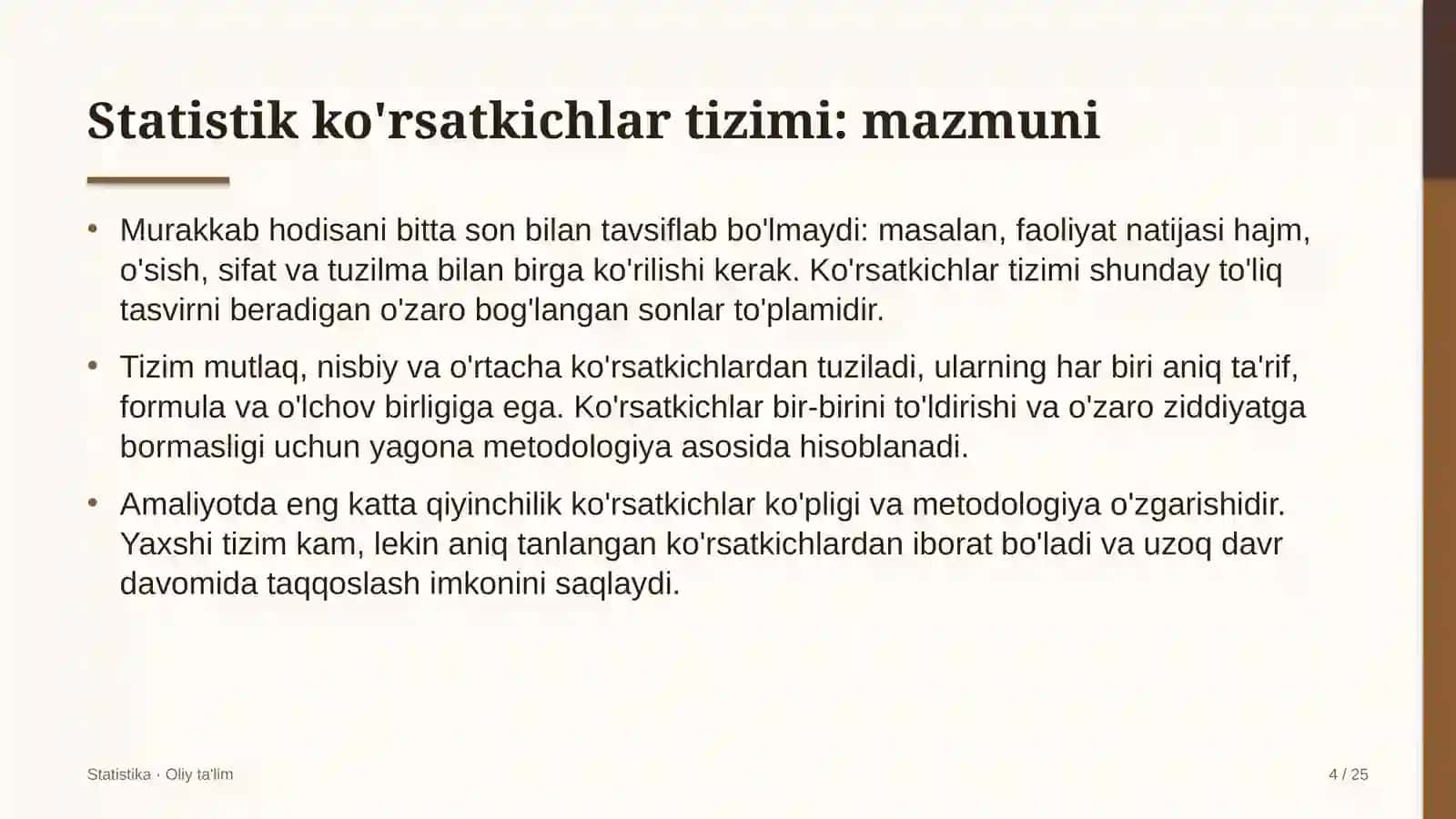 Korporativ axborot tizimlarida statistik ko'rsatkichlar tizimi 4