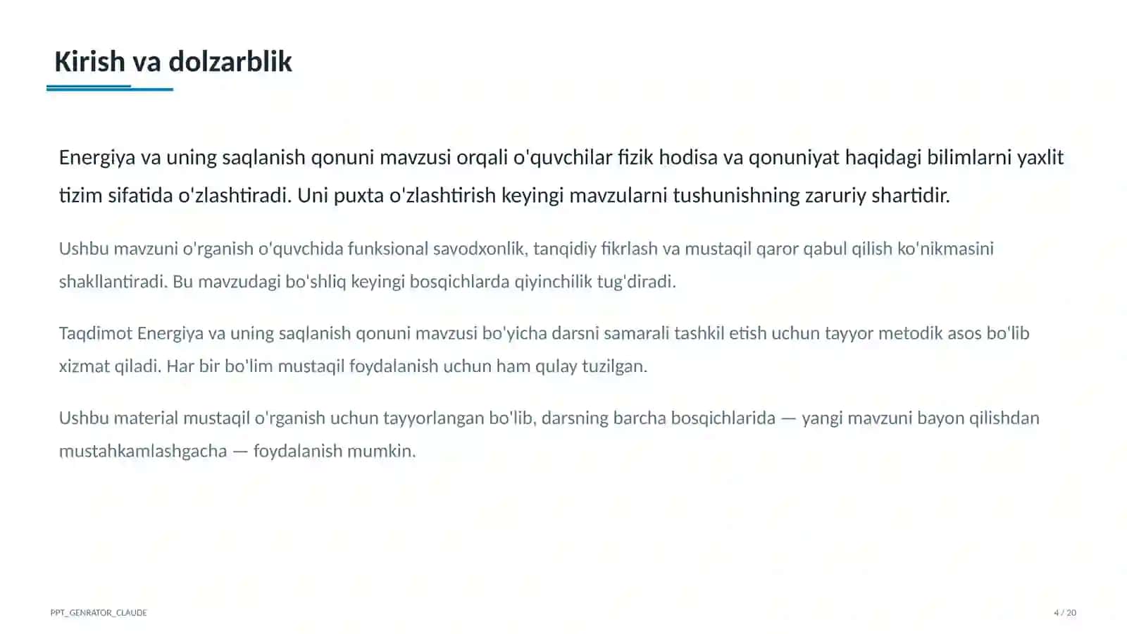 Energiya va uning saqlanish qonuni (7-sinf) 4