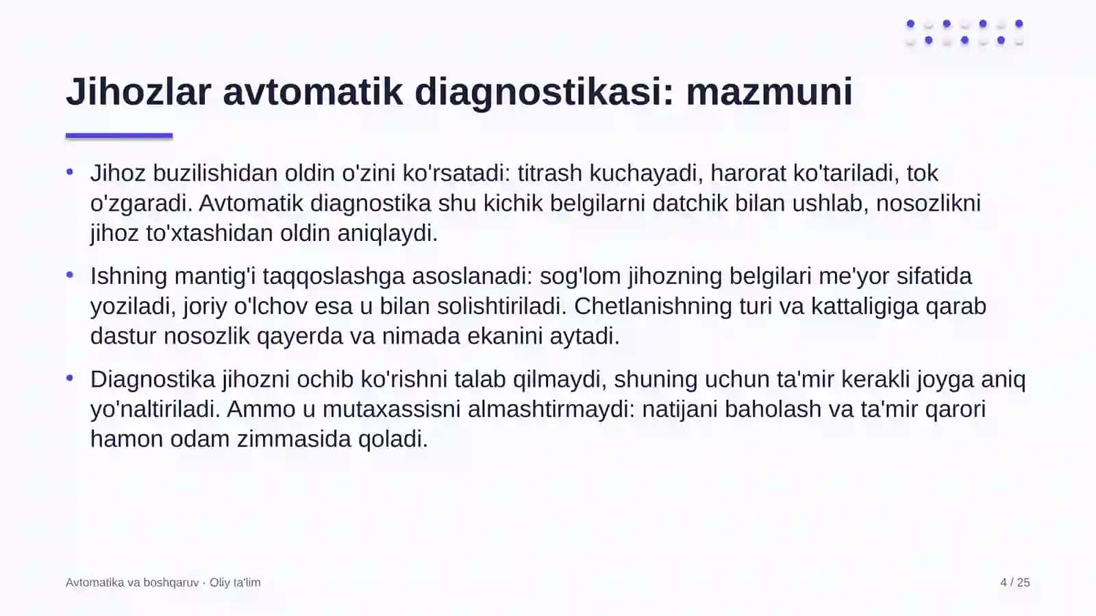 Dorivor o'simliklar yetishtirishda jihozlar holatini avtomatik diagnostika qilish 4