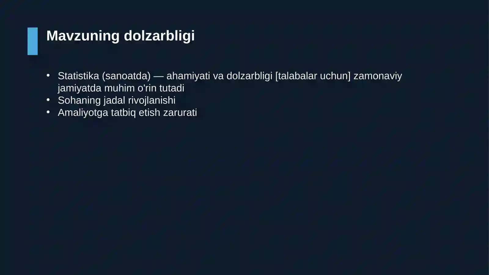 Statistika (sanoatda) — ahamiyati va dolzarbligi [talabalar uchun] 4