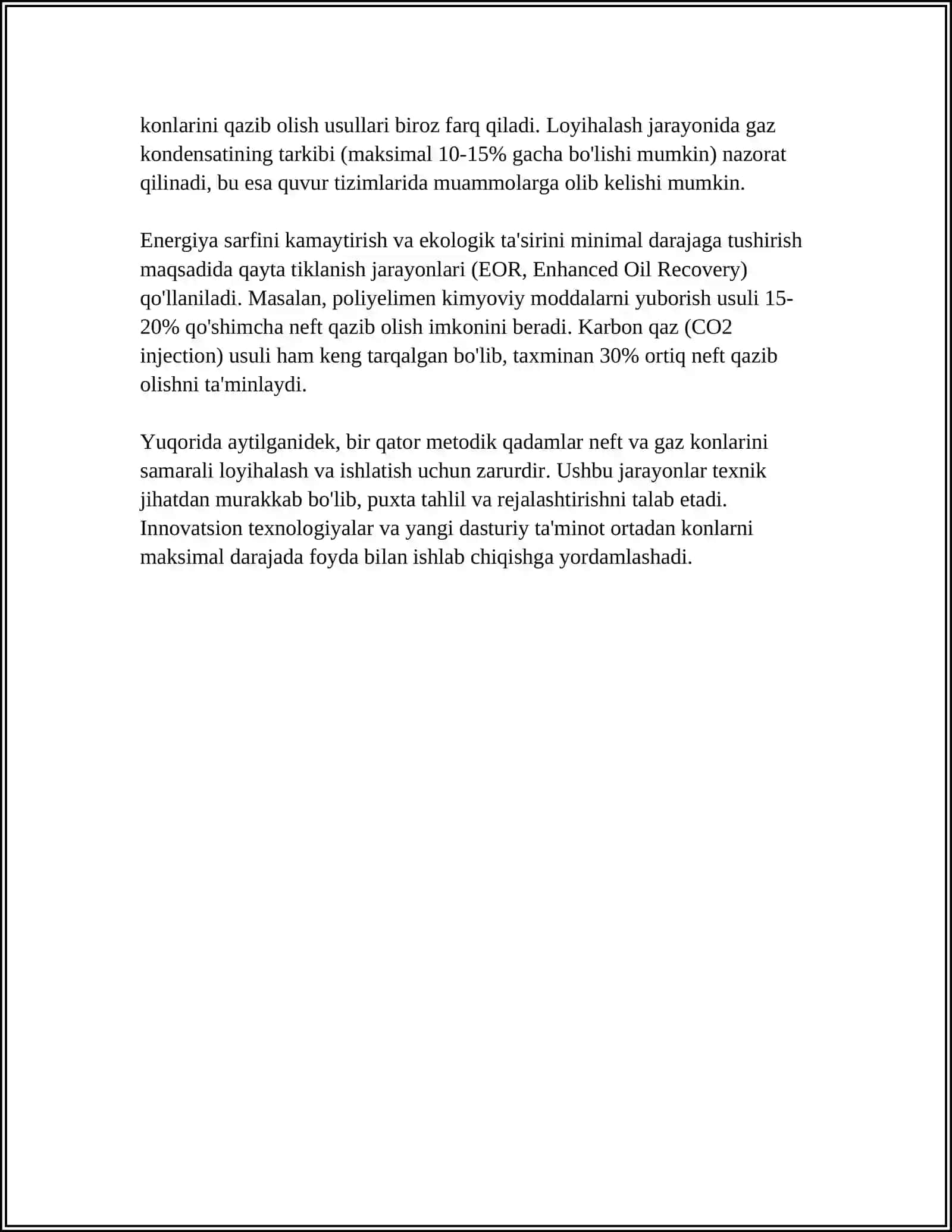 MUSTAQIL ISH Mavzu: NEFTGAZ KONLARI ISHLASH BOʻYICHA LOYIHANI HAL QILINAYOTGAN MUAMMOLARINI OPTIMALLASHTIRISH 4