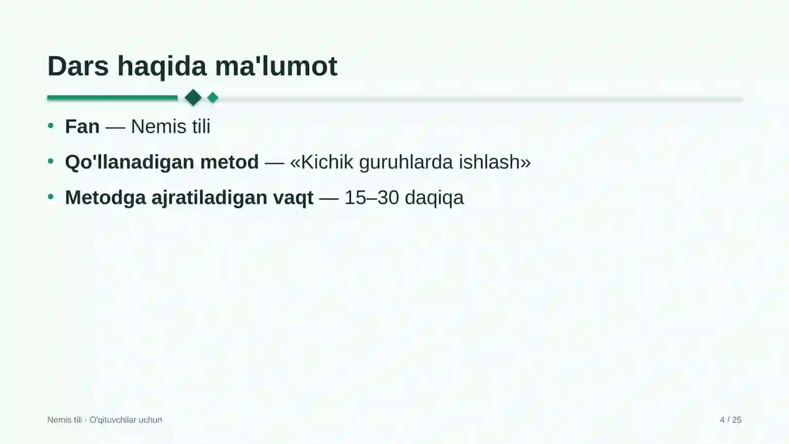 nemis tili darslarida kichik guruhlarda ishlash metodidan foydalanish 3111 4