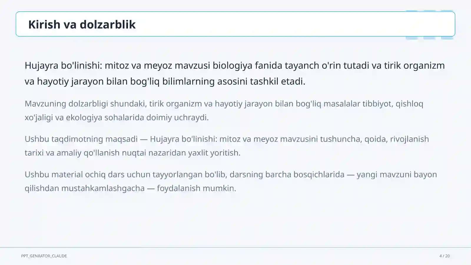 Hujayra bo'linishi: mitoz va meyoz (9-sinf) 4