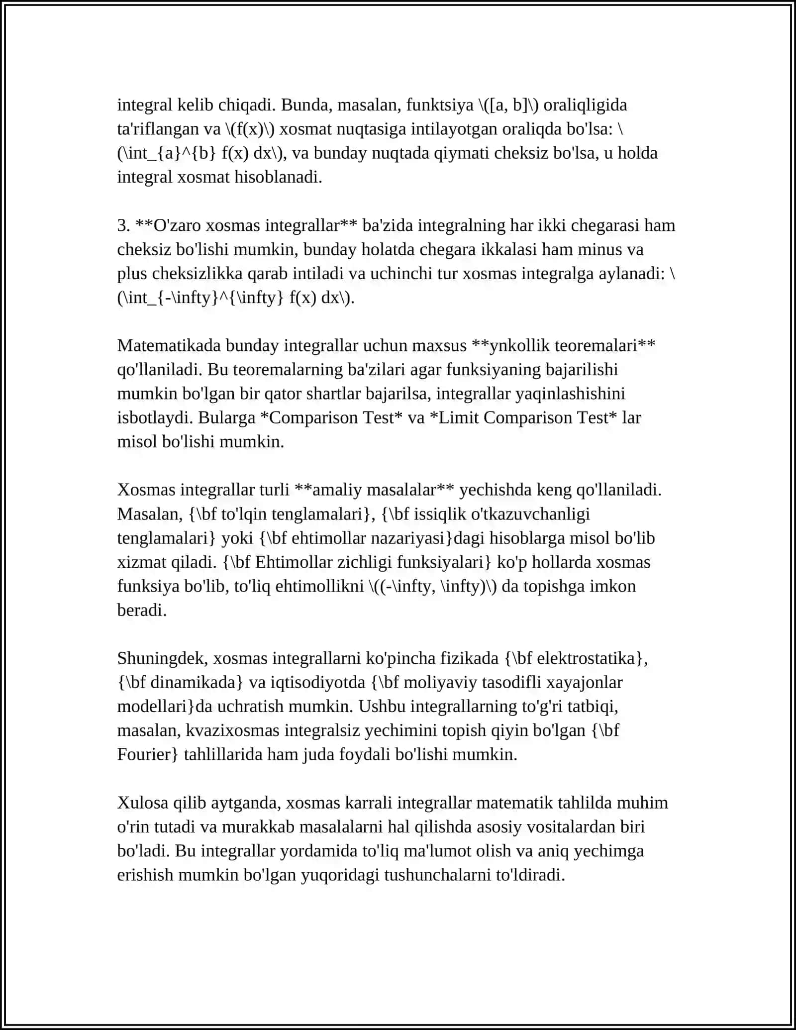 XOSMAS KARRALI INTEGRALLAR 4