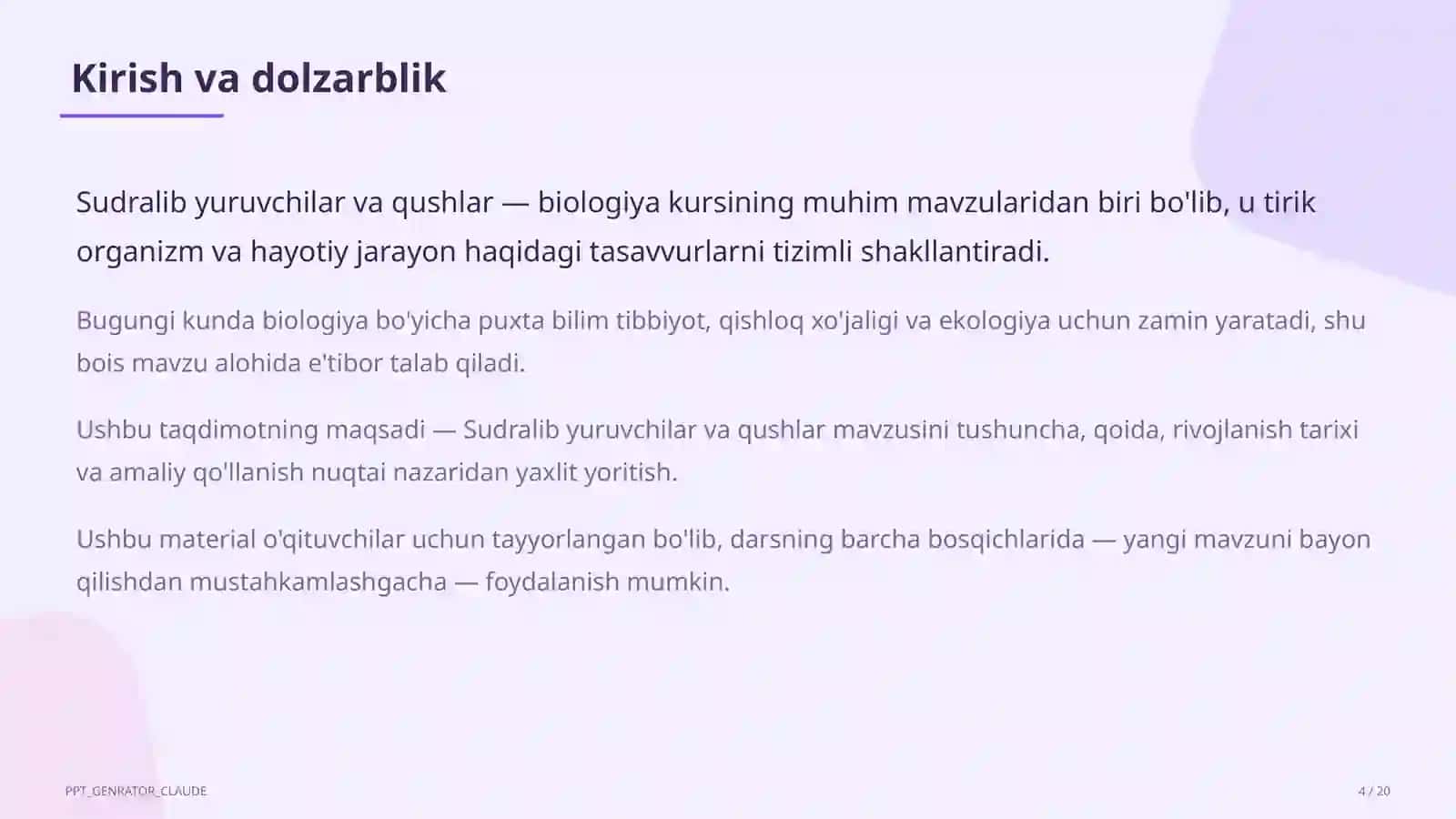 Sudralib yuruvchilar va qushlar (7-sinf) 4