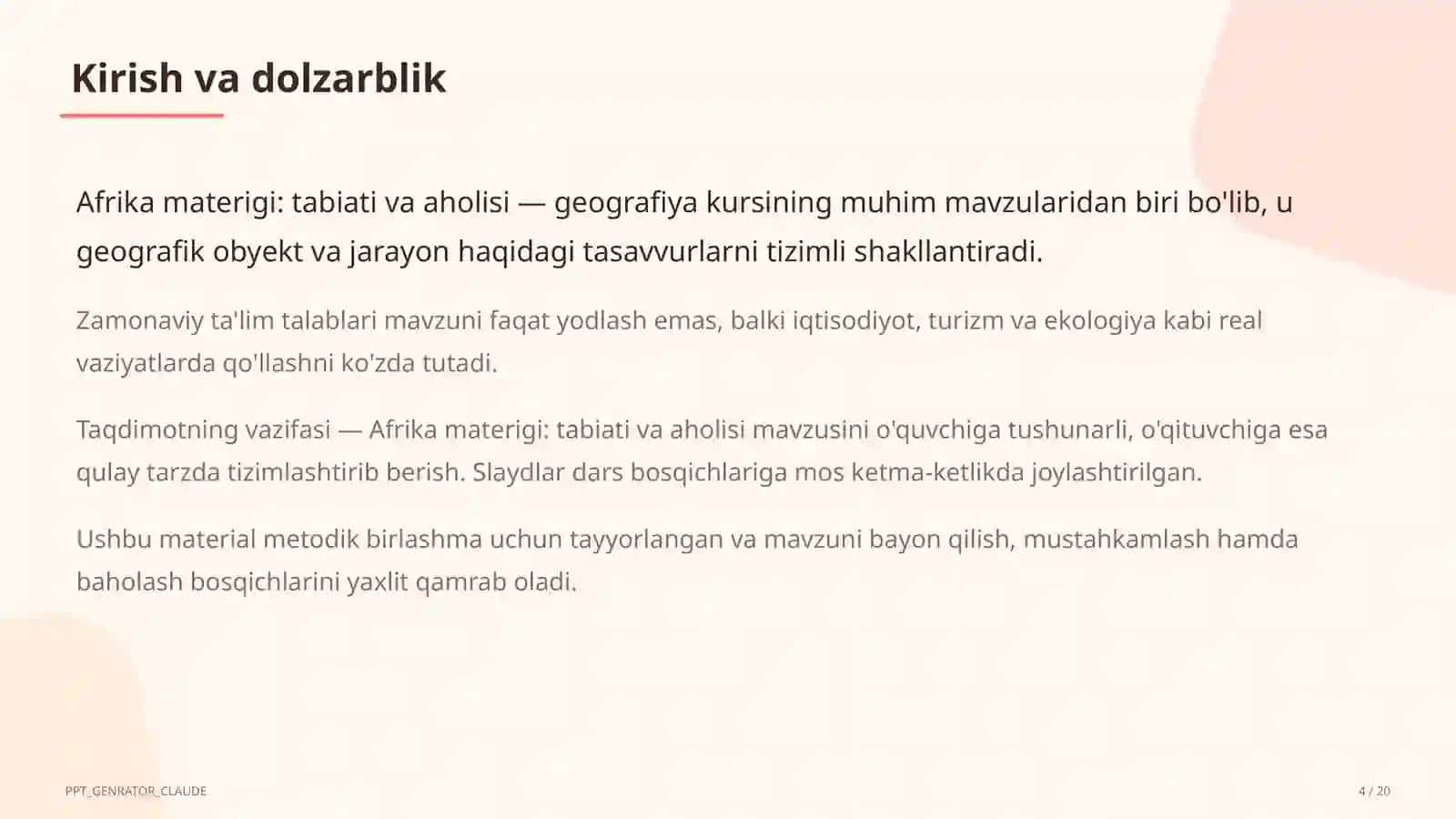 Afrika materigi: tabiati va aholisi (7-sinf) 4