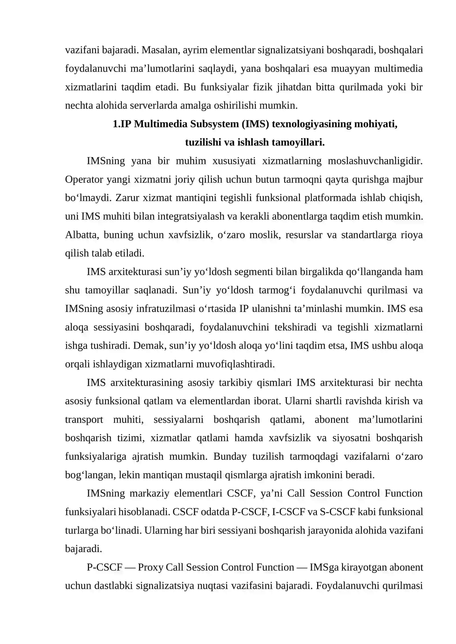 IP MULTIMEDIA SUBSYSTEM ARXITEKTURASIDA SUN’IY YO‘LDOSH SEGMENTINING O‘RNI VA VAZIFALARI. 4