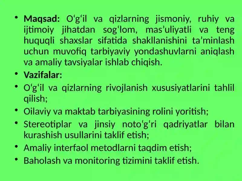 Mavzu: O`g`il-qizlar tarbiyasi 4