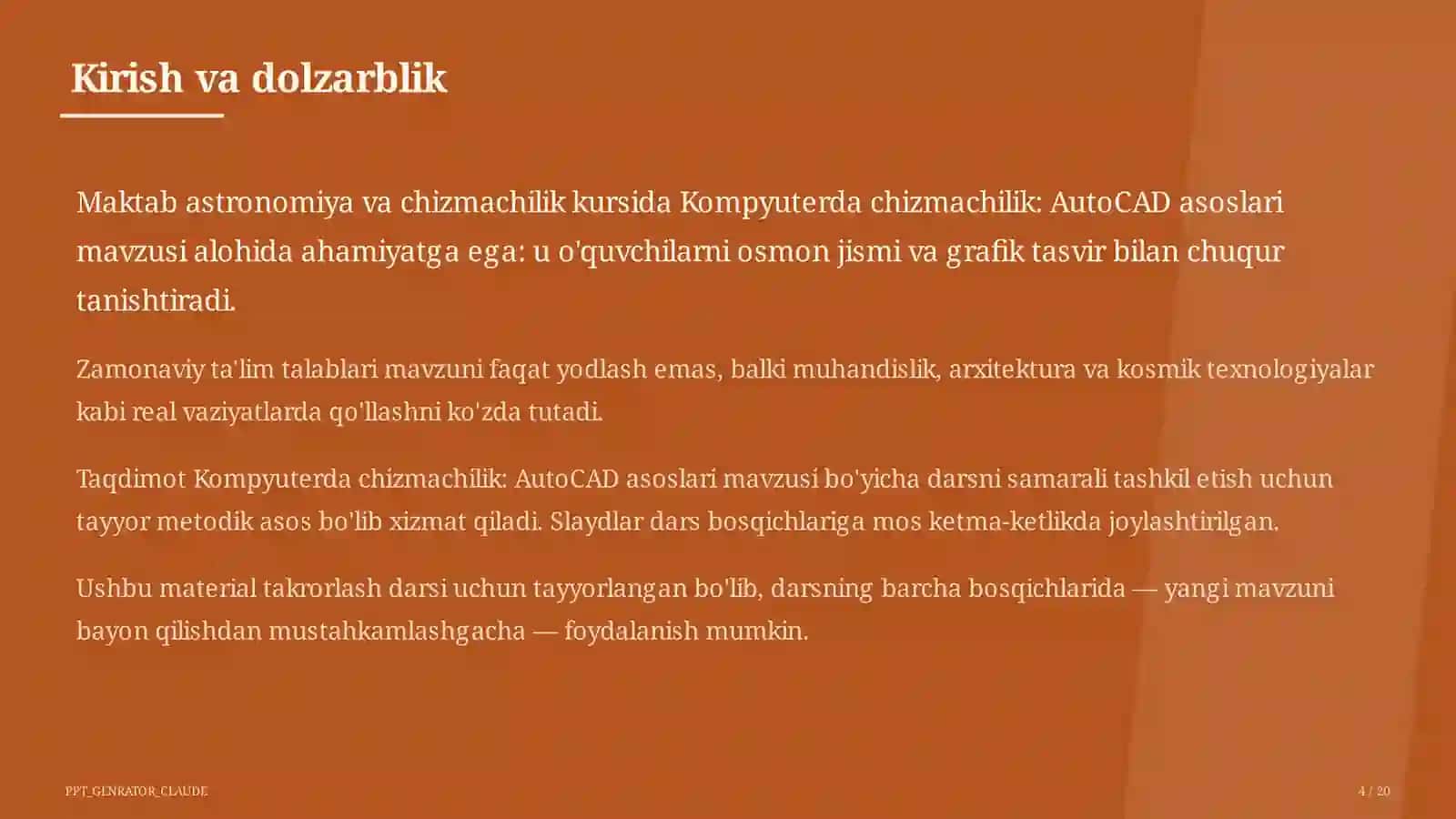 Kompyuterda chizmachilik: AutoCAD asoslari (9-sinf) 4