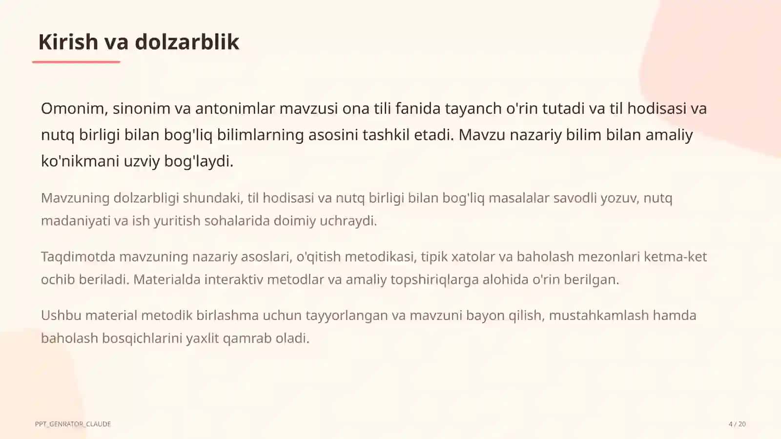 Ona tili (5–11) — metodik birlashma uchun 4